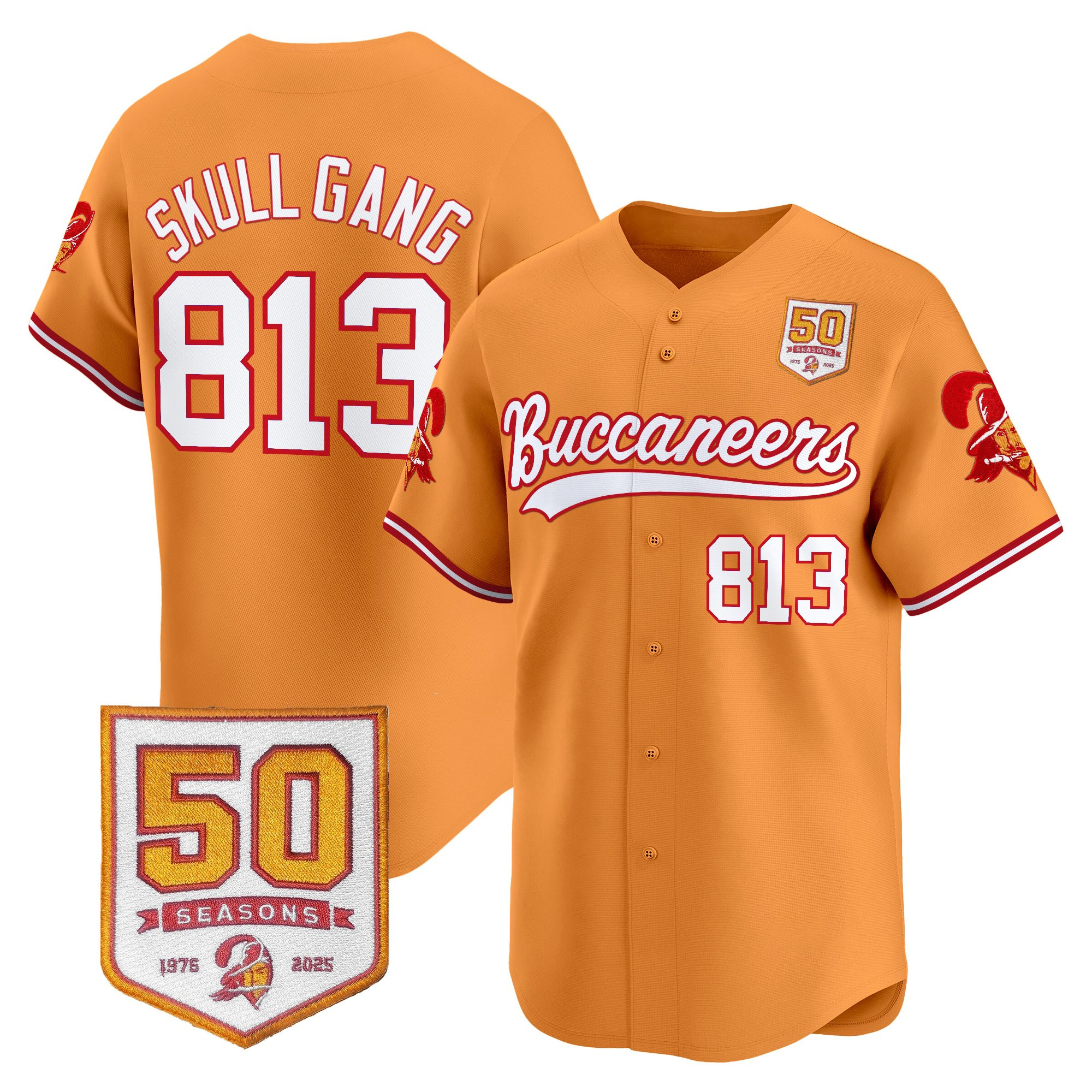 Men's Tampa Bay Buccaneers 50th Season Patch Vapor Baseball Jersey - All Stitched - Image 14