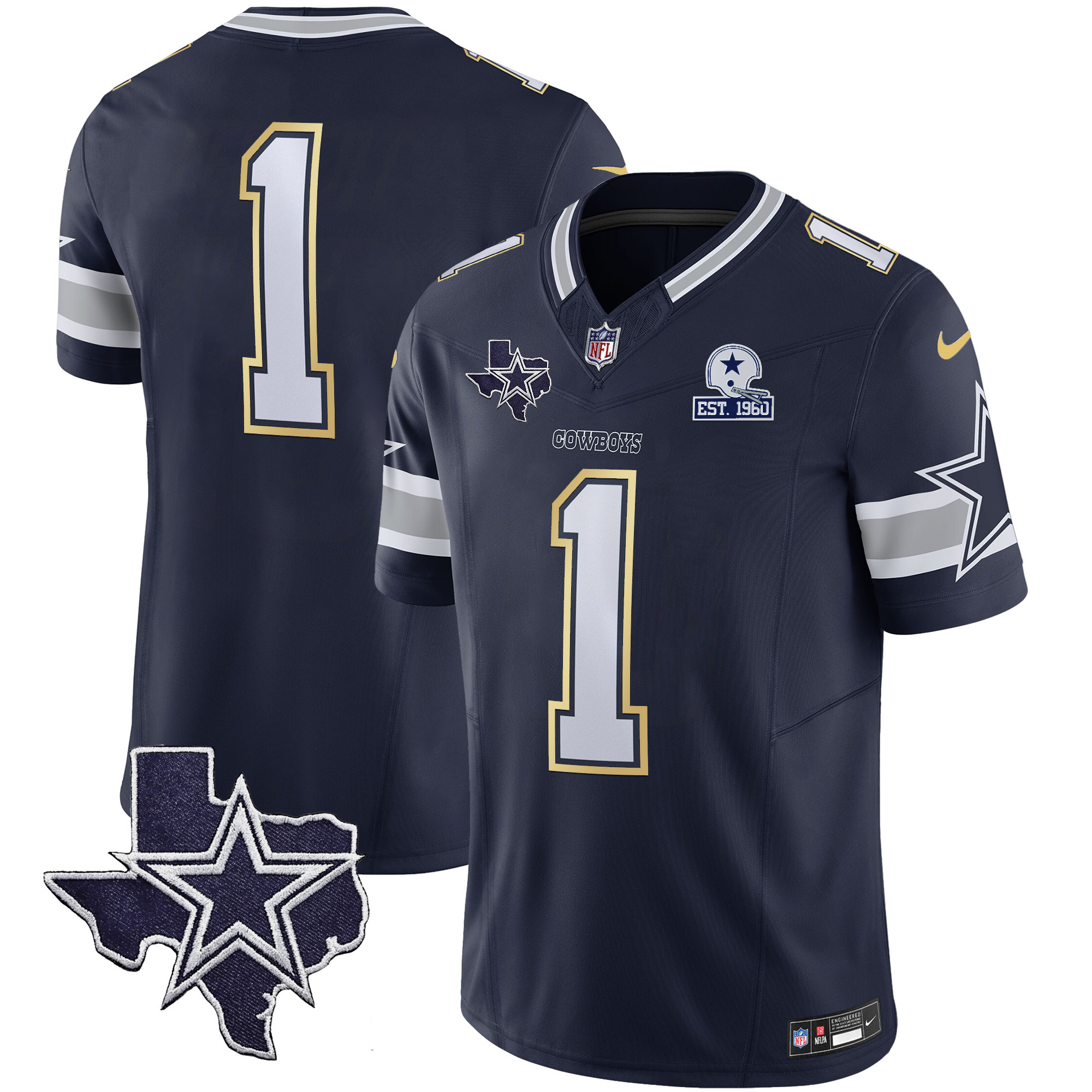 Men's Cowboys Vapor Gold Jersey V2 - All Stitched - Image 35
