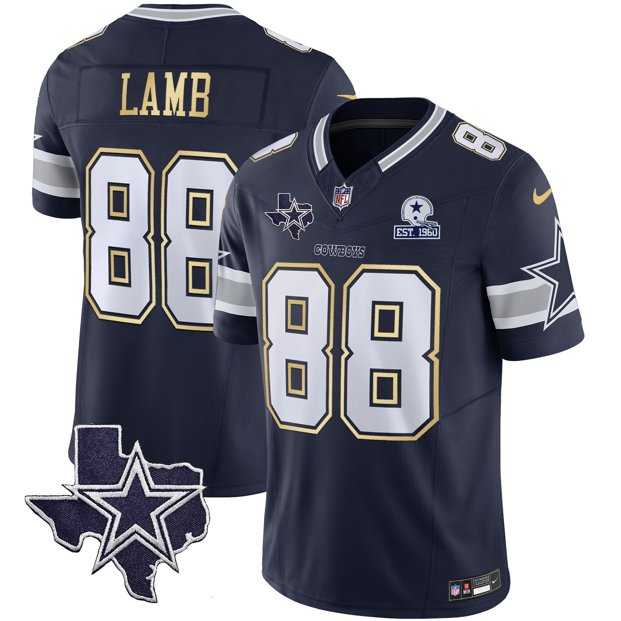 Men's Cowboys Vapor Gold Jersey V2 - All Stitched - Image 31