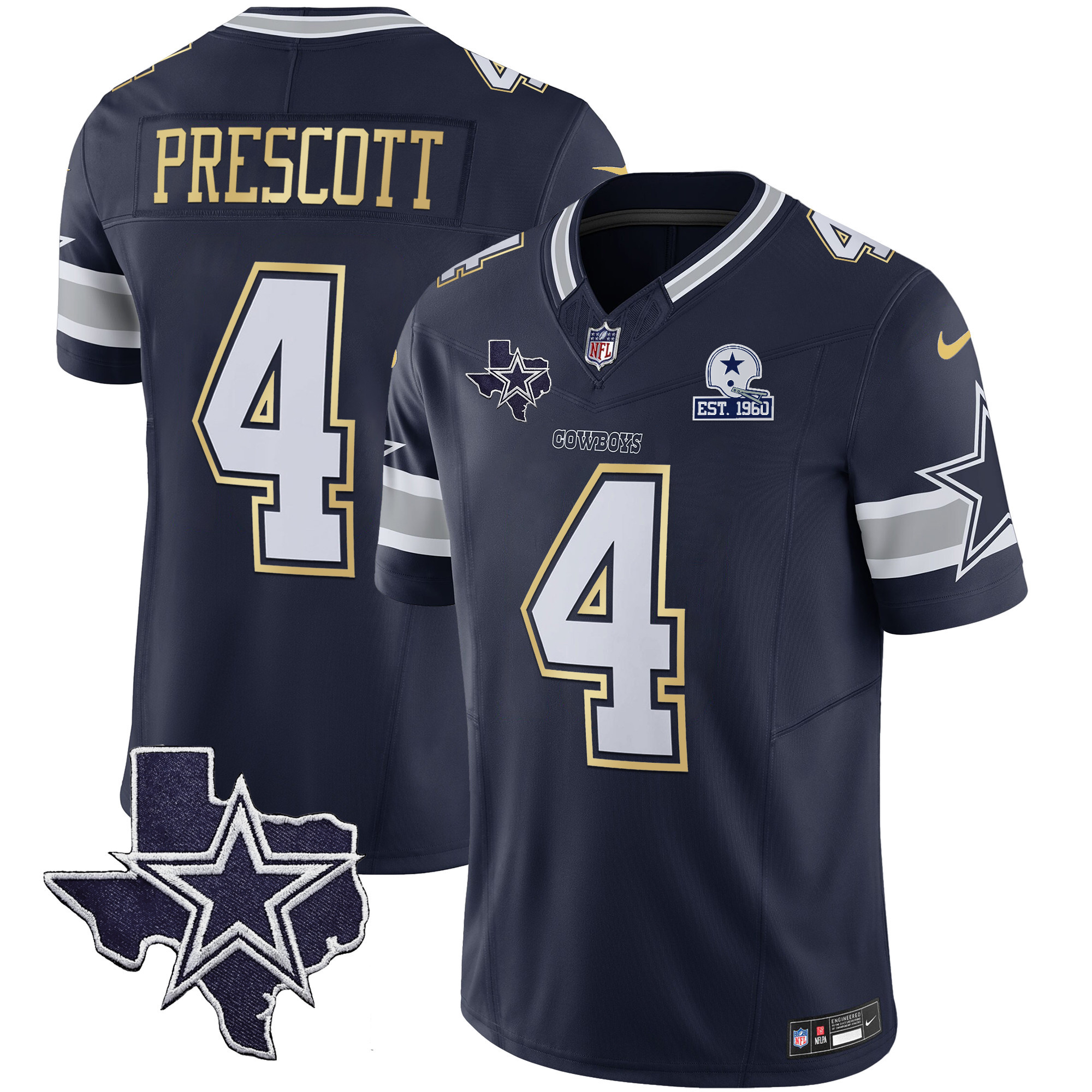 Men's Cowboys Vapor Gold Jersey V2 - All Stitched - Image 30
