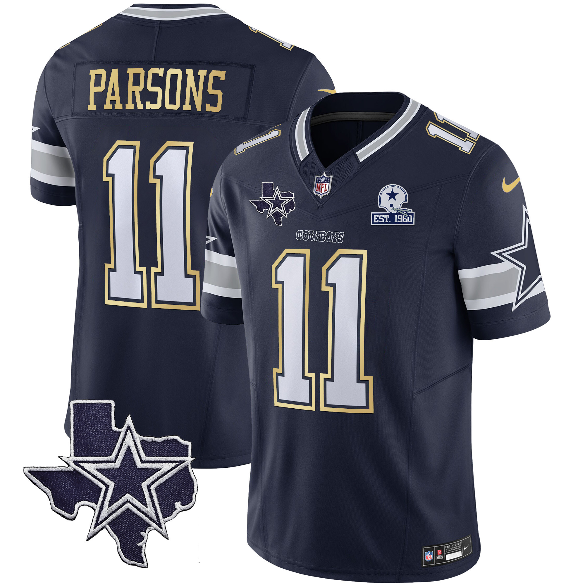 Men's Cowboys Vapor Gold Jersey V2 - All Stitched - Image 29