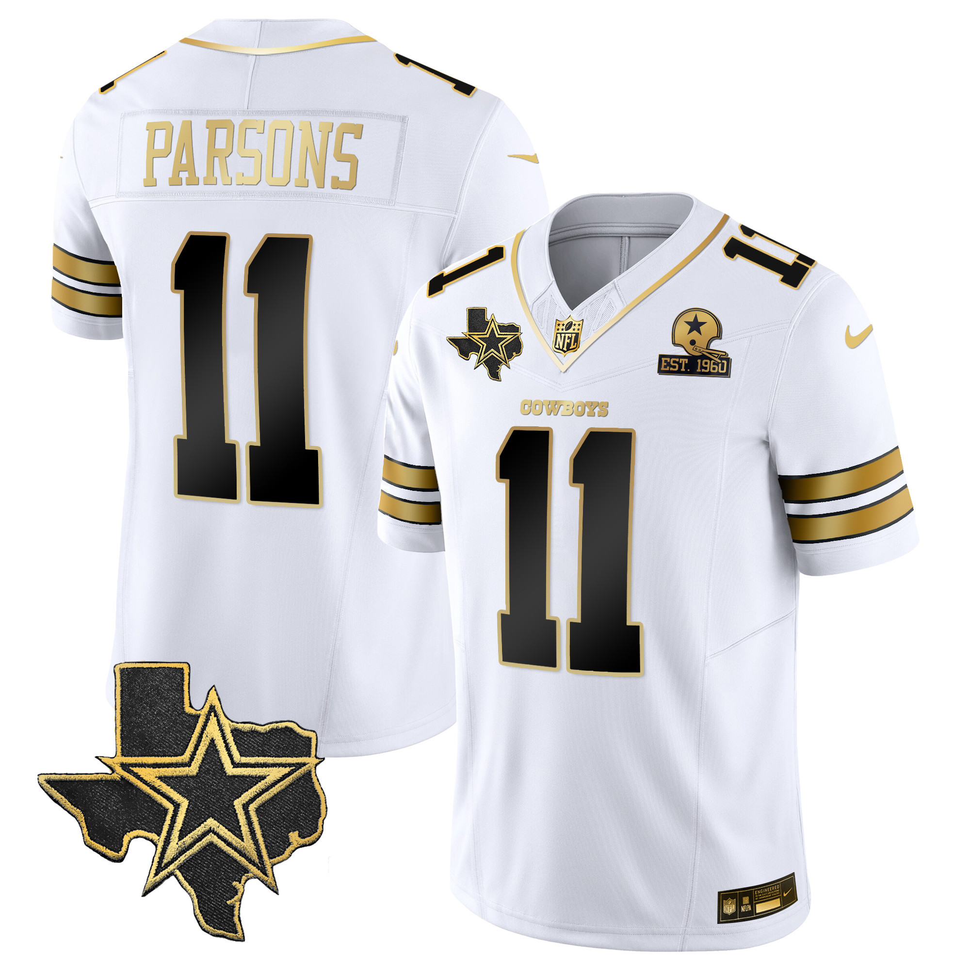 Men's Cowboys Vapor Gold Jersey V2 - All Stitched