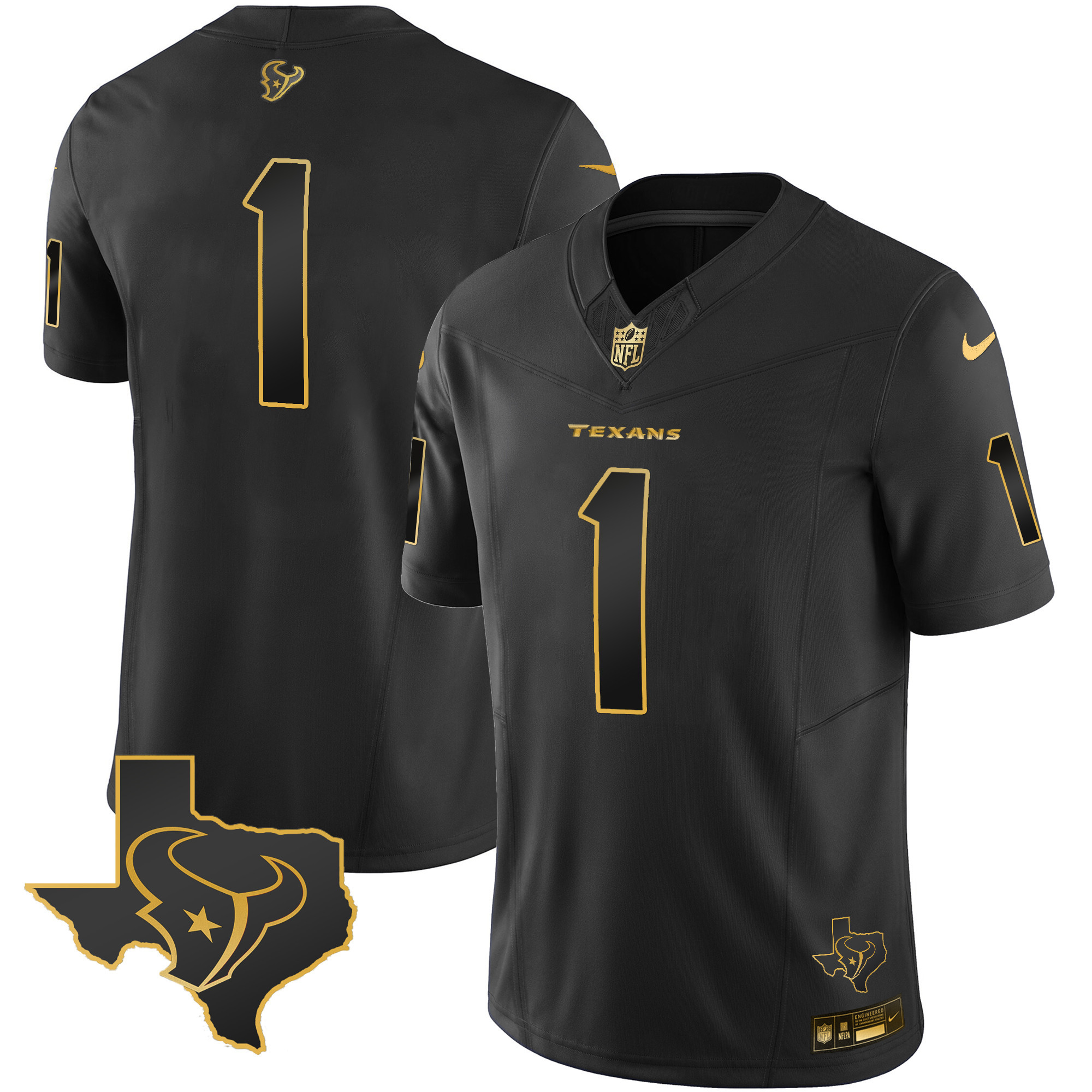 Men's Houston Texans Gold Vapor Limited Jersey - All Stitched - Image 12