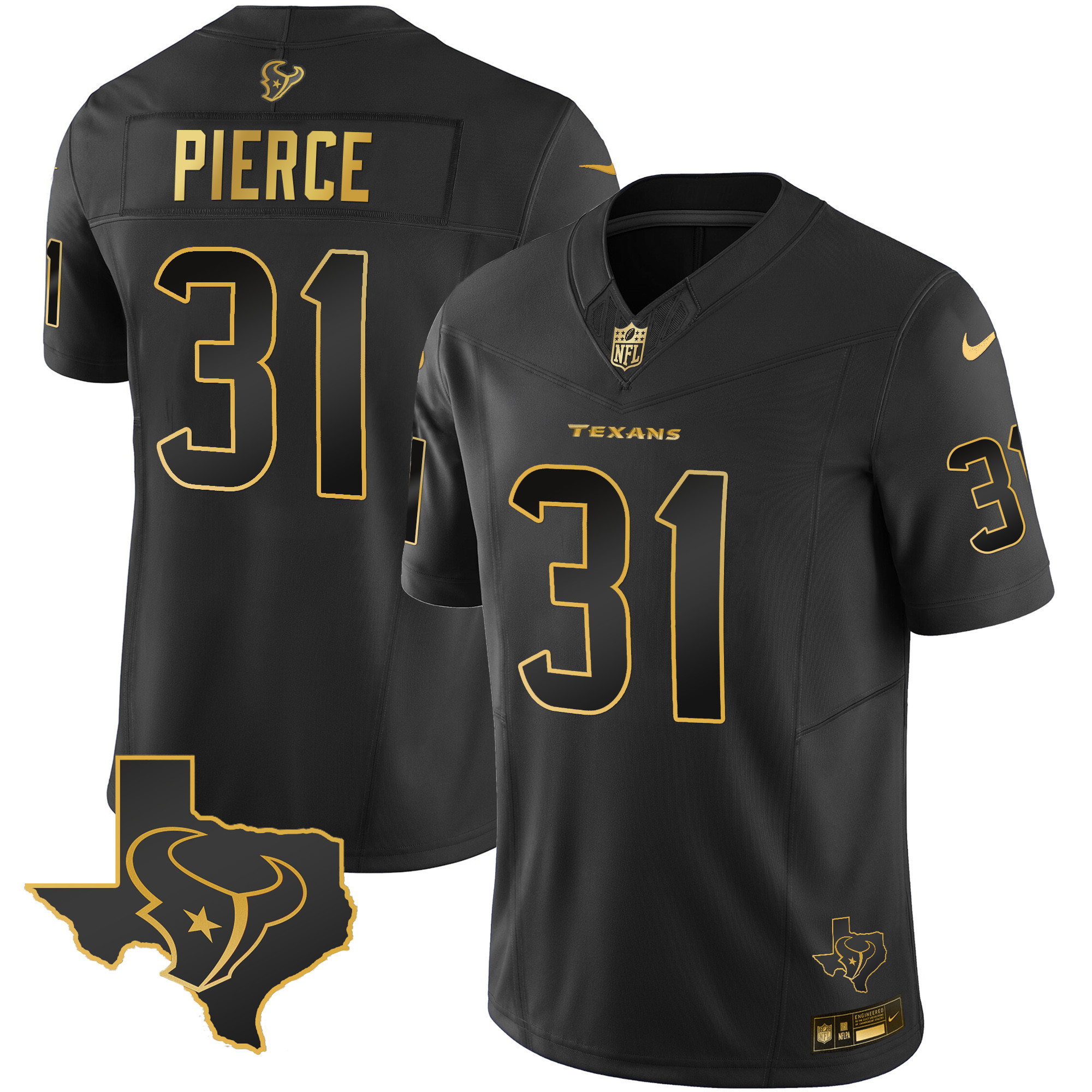 Men's Houston Texans Gold Vapor Limited Jersey - All Stitched - Image 9
