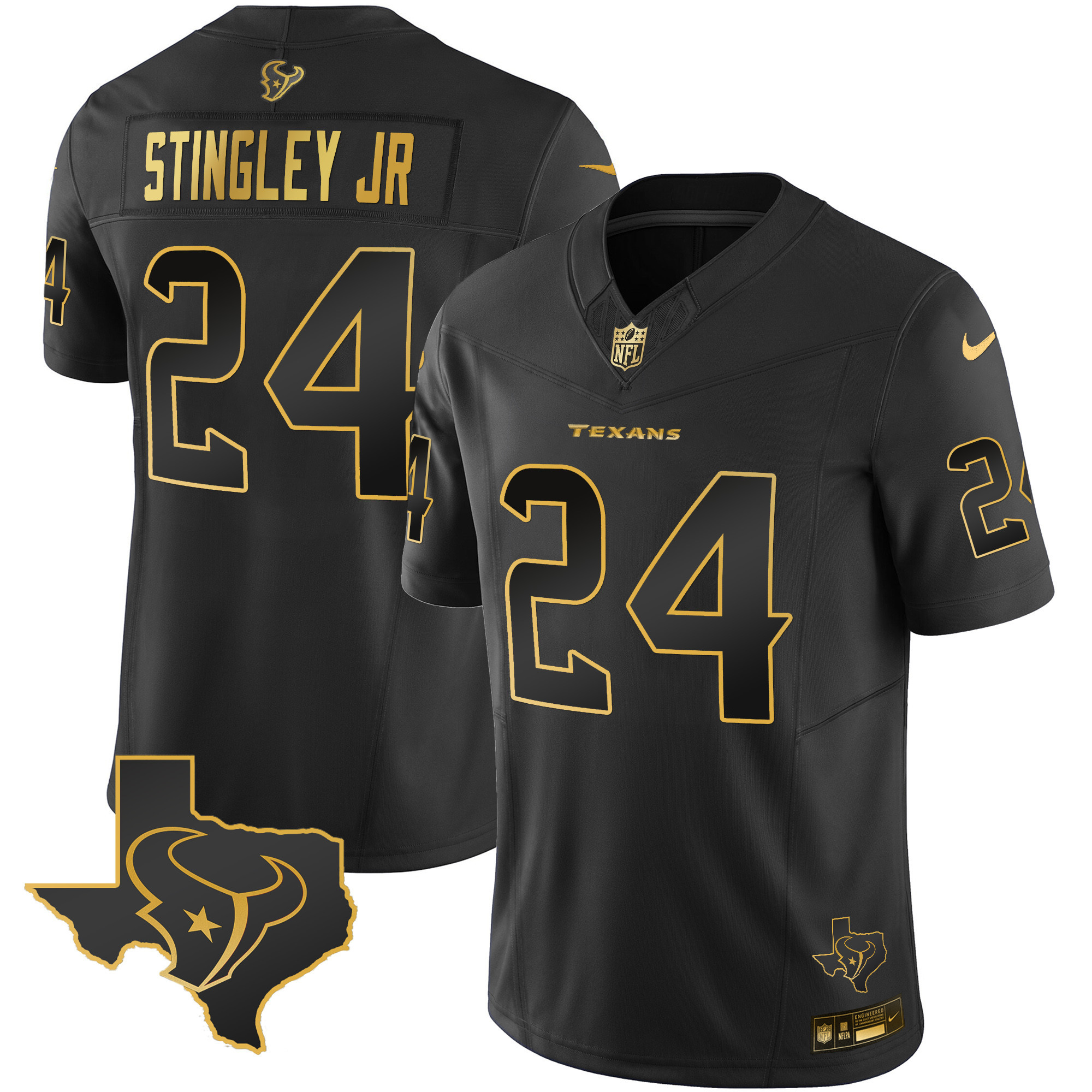 Men's Houston Texans Gold Vapor Limited Jersey - All Stitched - Image 8