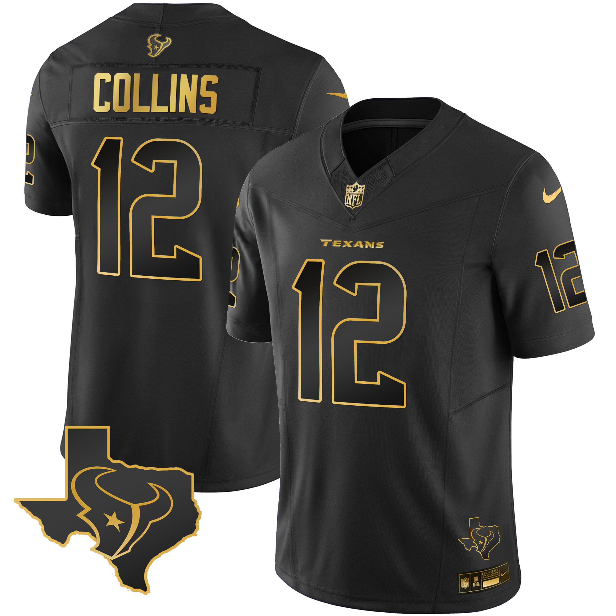 Men's Houston Texans Gold Vapor Limited Jersey - All Stitched - Image 10