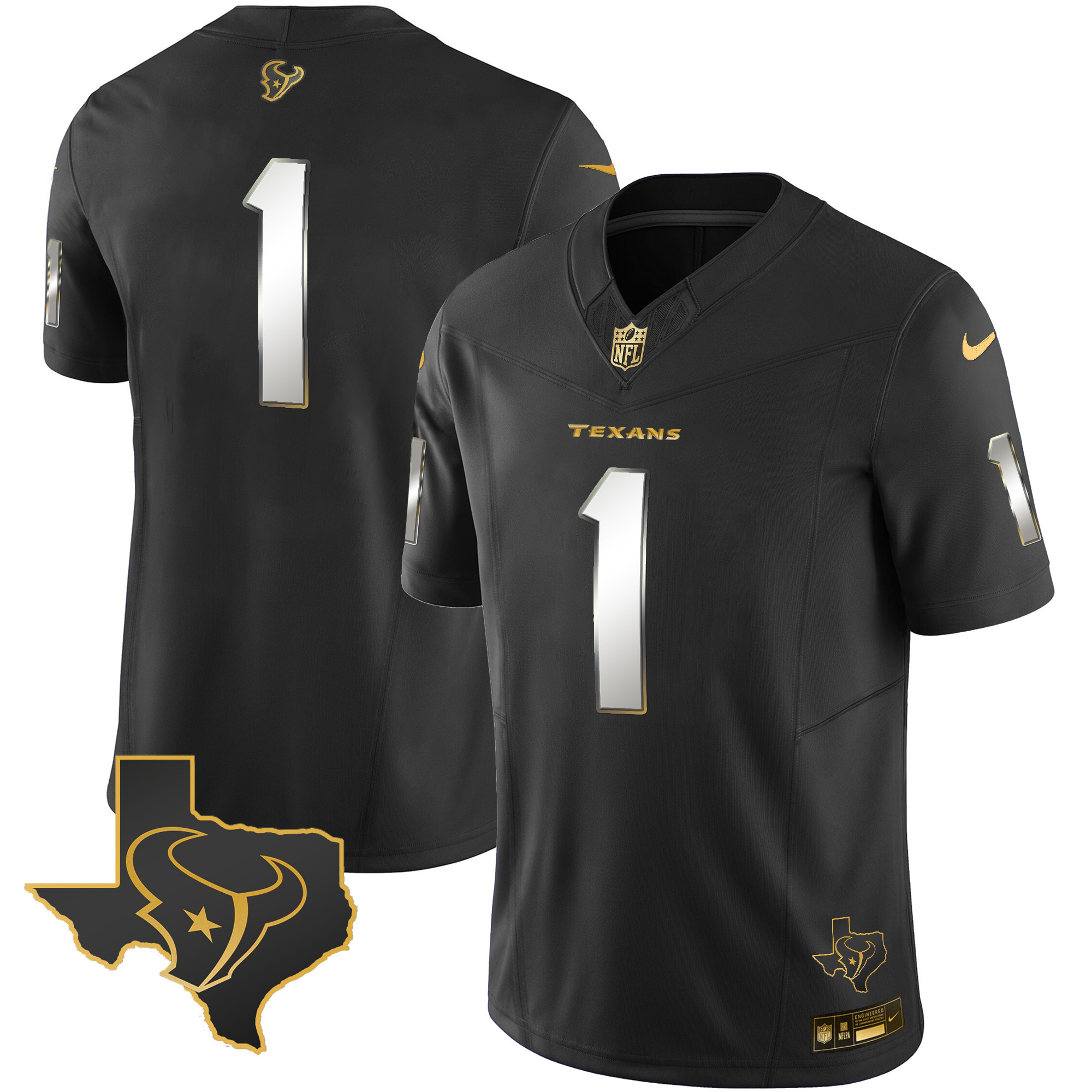 Men's Houston Texans Gold Vapor Limited Jersey - All Stitched - Image 6