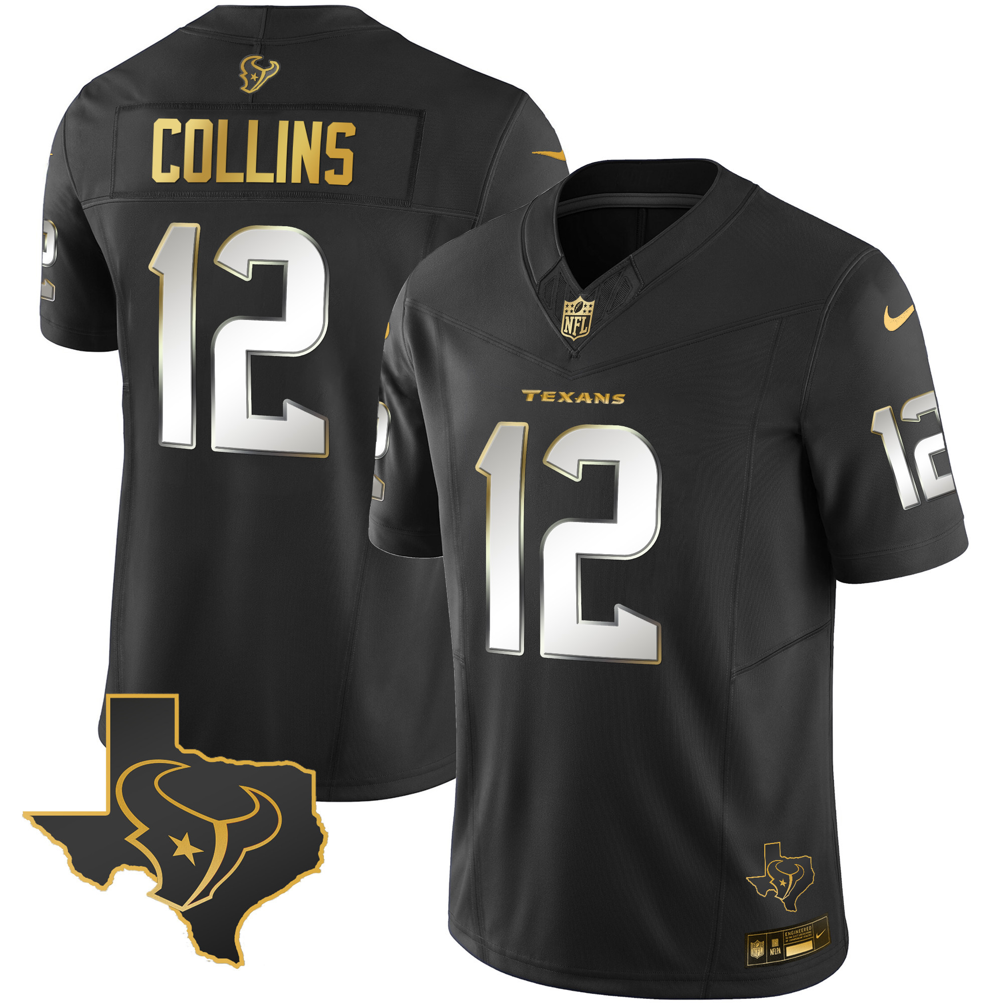 Men's Houston Texans Gold Vapor Limited Jersey - All Stitched - Image 4