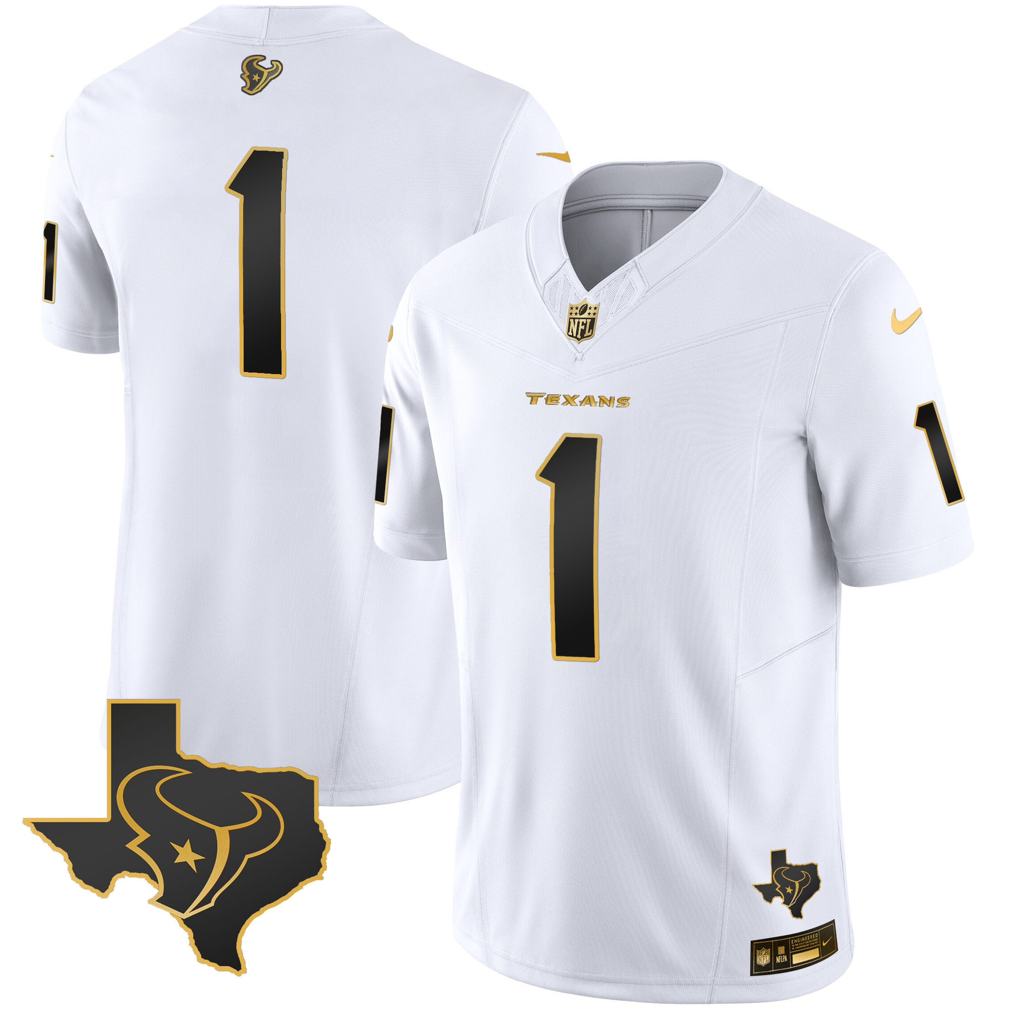 Men's Houston Texans Gold Vapor Limited Jersey - All Stitched - Image 18