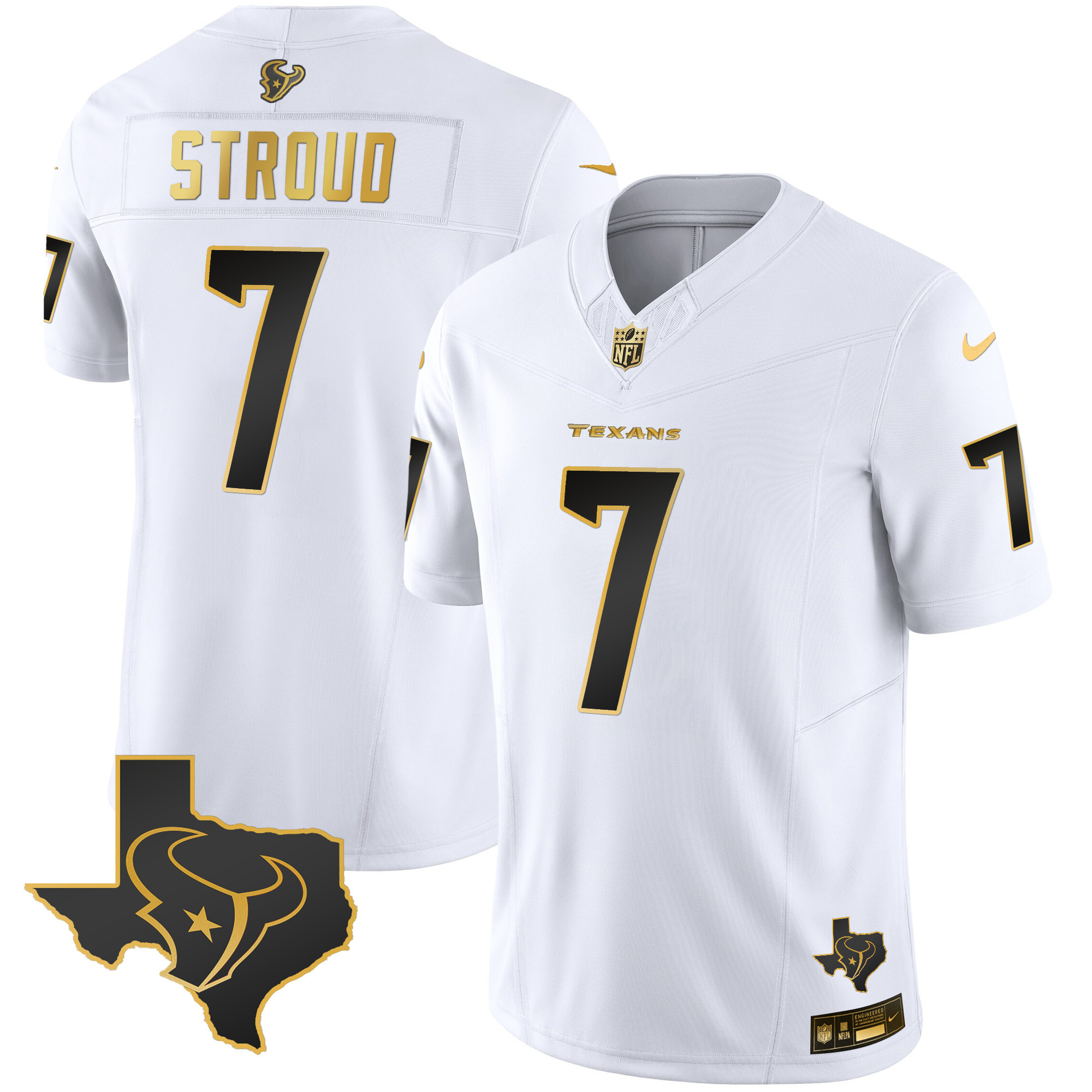 Men's Houston Texans Gold Vapor Limited Jersey - All Stitched - Image 13