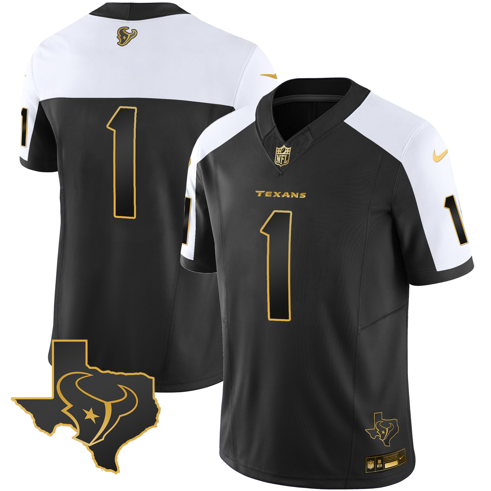 Men's Houston Texans Gold Vapor Limited Jersey - All Stitched - Image 24