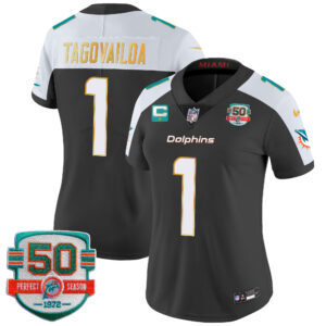 Women's Dolphins Gold Trim Vapor Limited Jersey - All Stitched