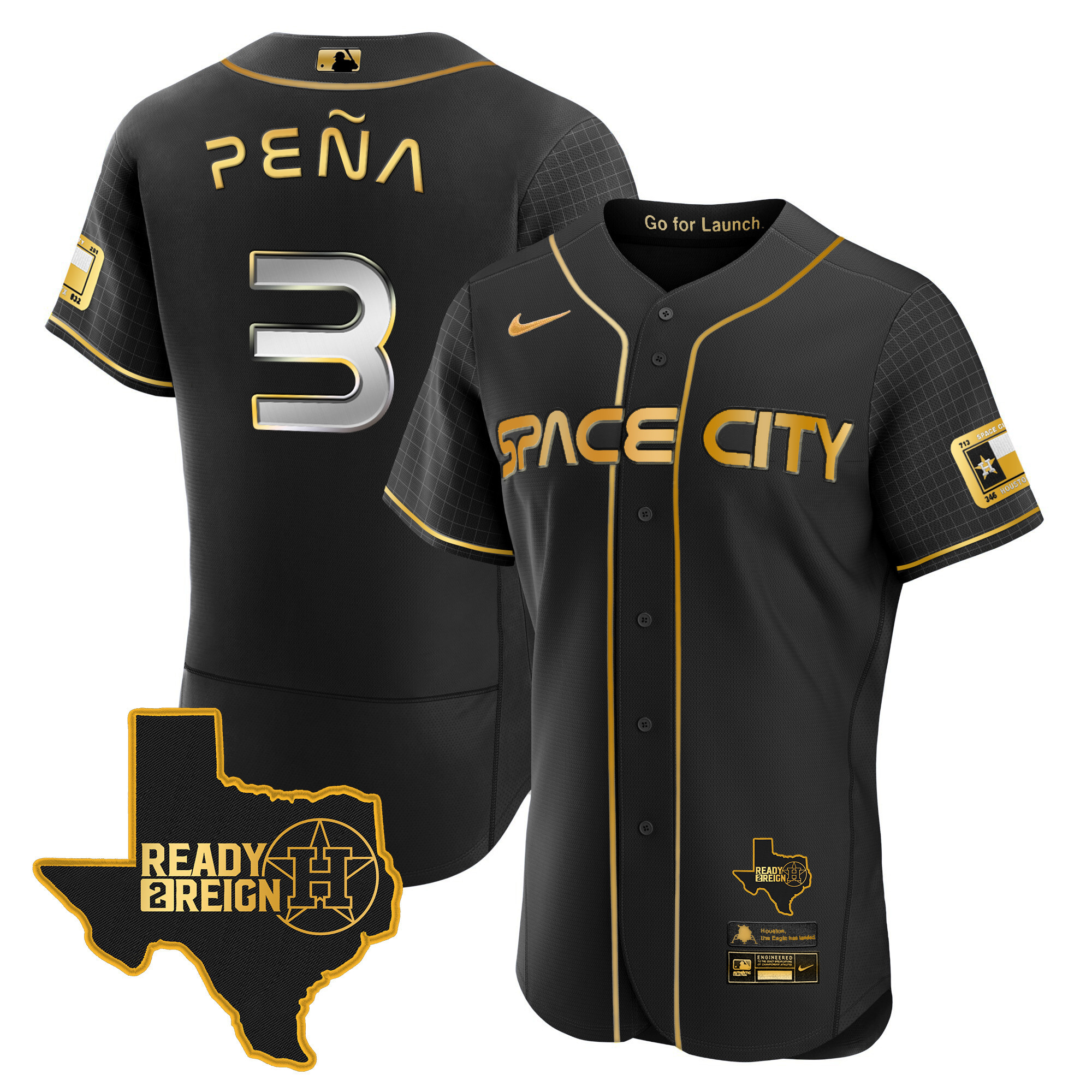 Men's Astros 2024 Space City Ready 2 Reign Flex Base Jersey - All Stitched