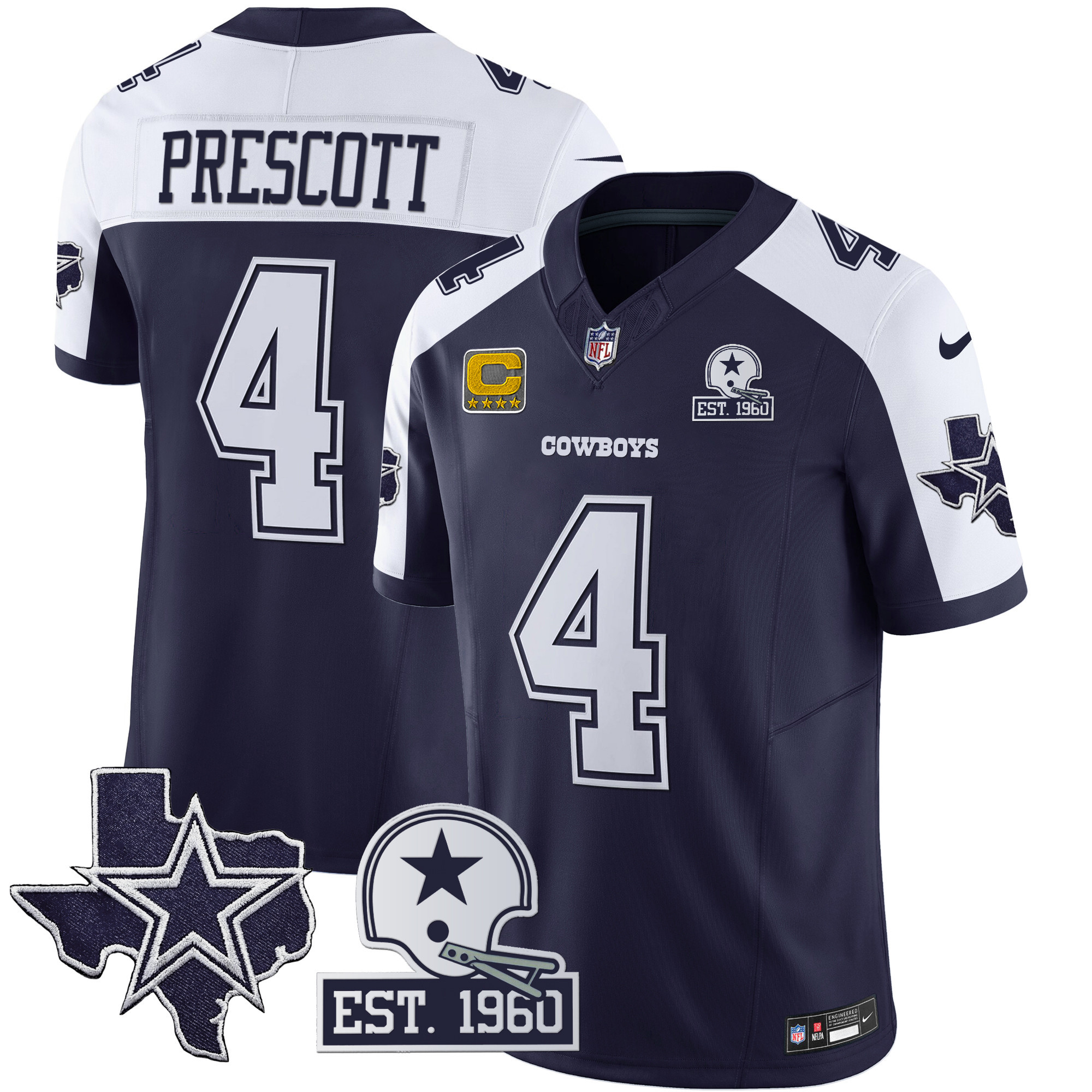 Men's Cowboys Throwback Texas Patch Vapor Limited Jersey - All Stitched - Image 7
