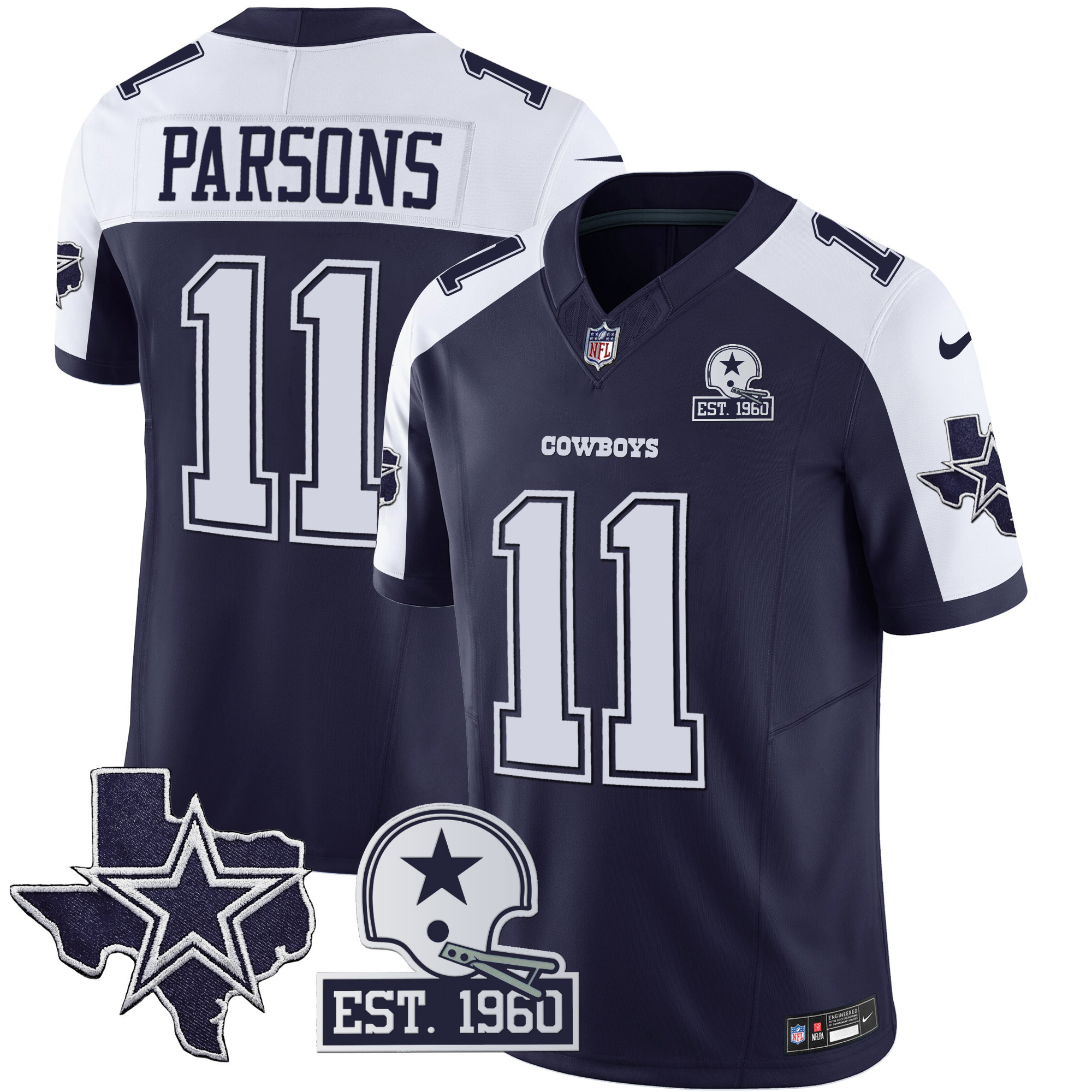 Men's Cowboys Throwback Texas Patch Vapor Limited Jersey - All Stitched - Image 18