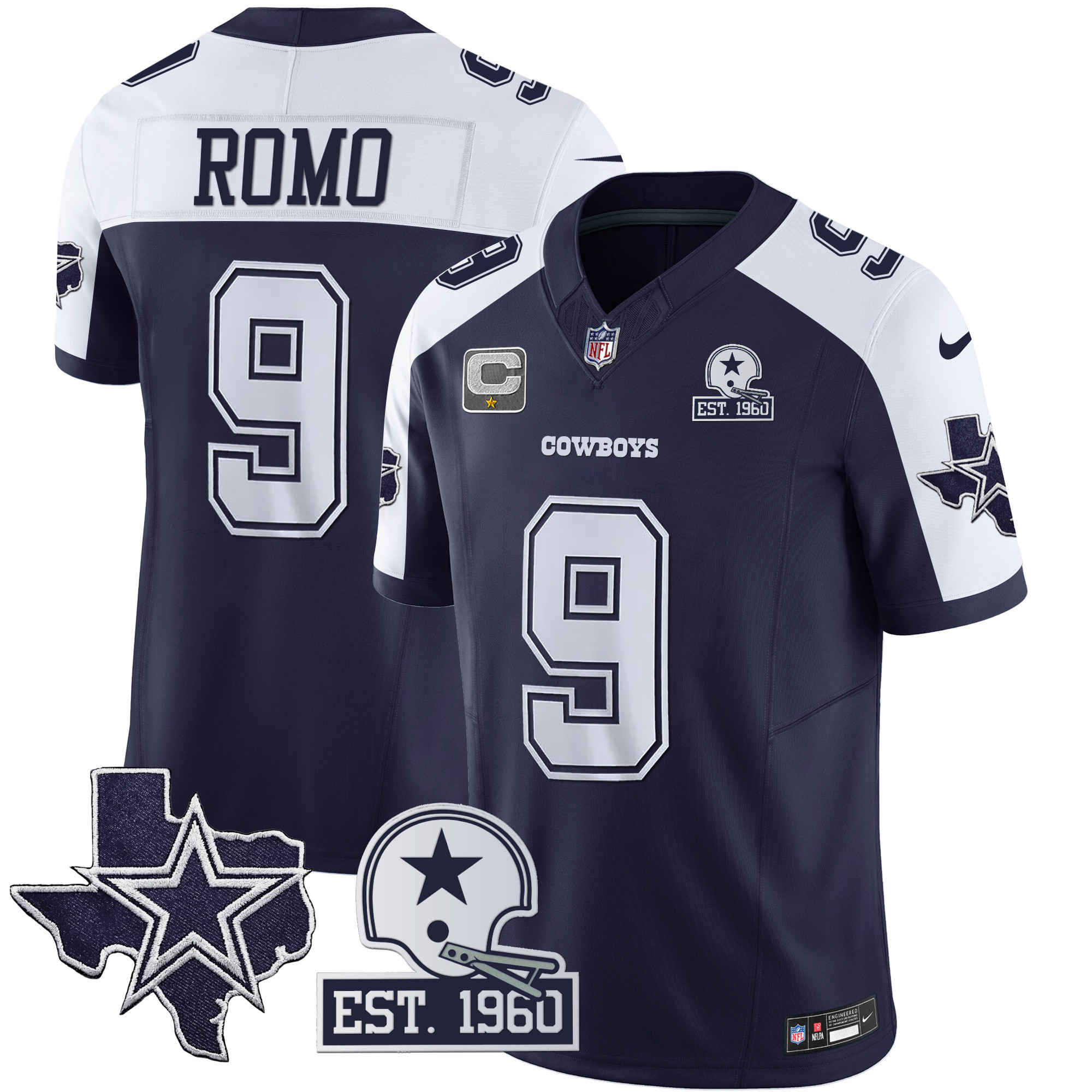 Men's Cowboys Throwback Texas Patch Vapor Limited Jersey - All Stitched - Image 10
