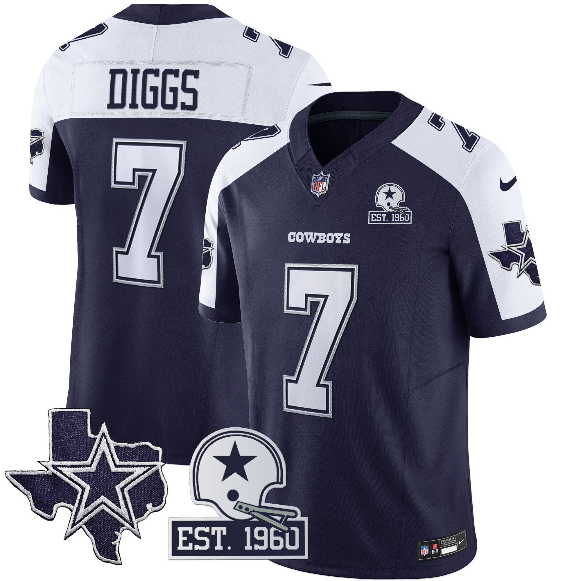 Men's Cowboys Throwback Texas Patch Vapor Limited Jersey - All Stitched - Image 9