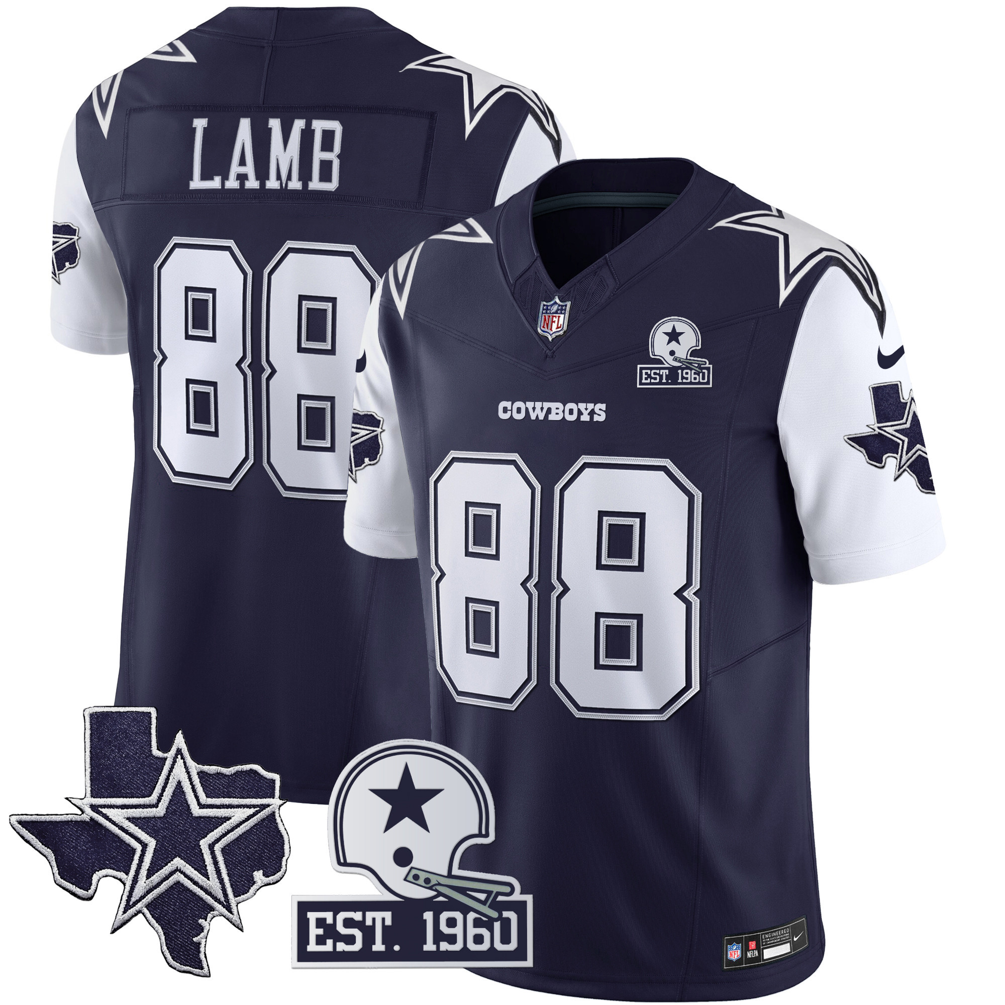 Men's Cowboys Throwback Texas Patch Vapor Limited Jersey - All Stitched - Image 14
