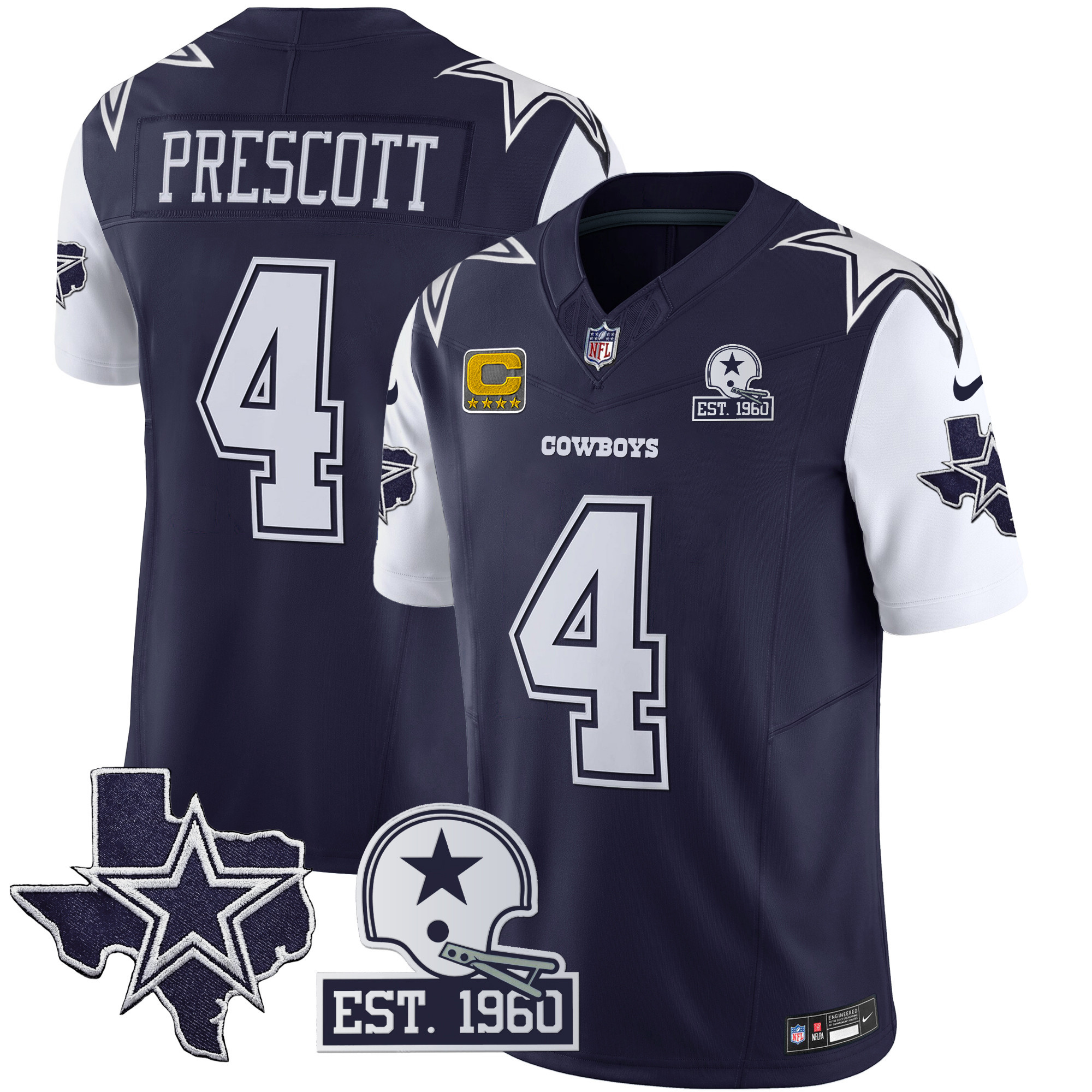 Men's Cowboys Throwback Texas Patch Vapor Limited Jersey - All Stitched - Image 13