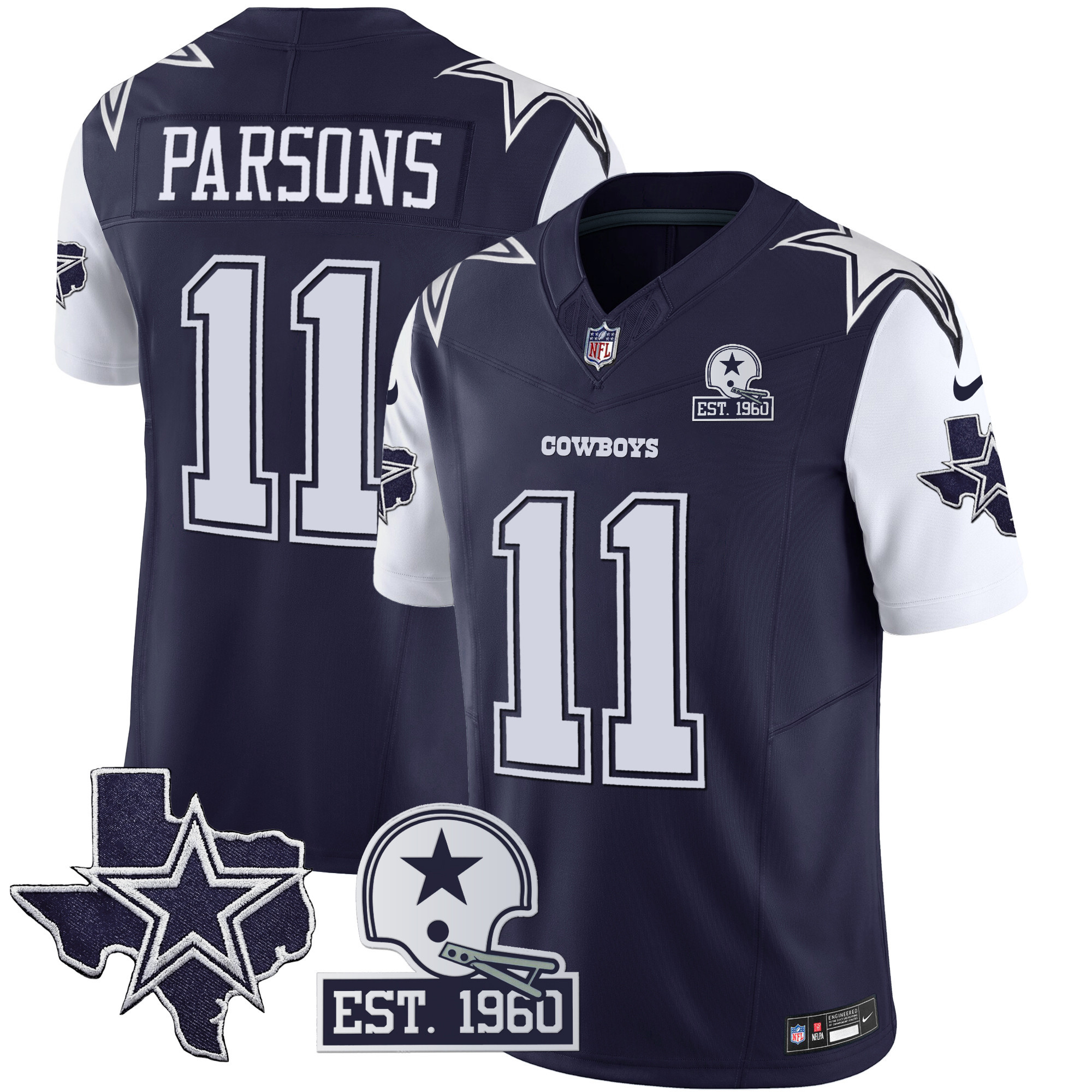 Men's Cowboys Throwback Texas Patch Vapor Limited Jersey - All Stitched - Image 12