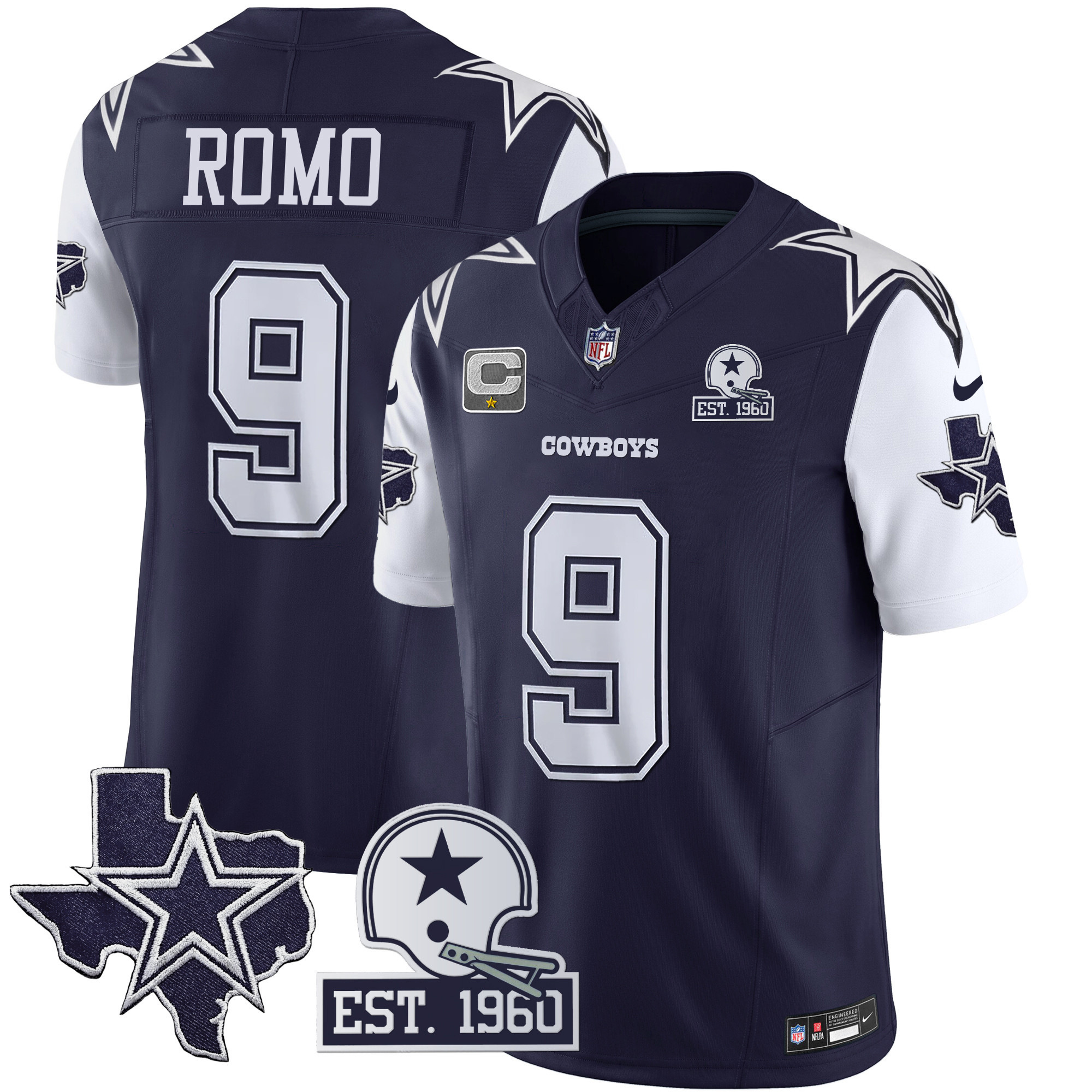 Men's Cowboys Throwback Texas Patch Vapor Limited Jersey - All Stitched - Image 16