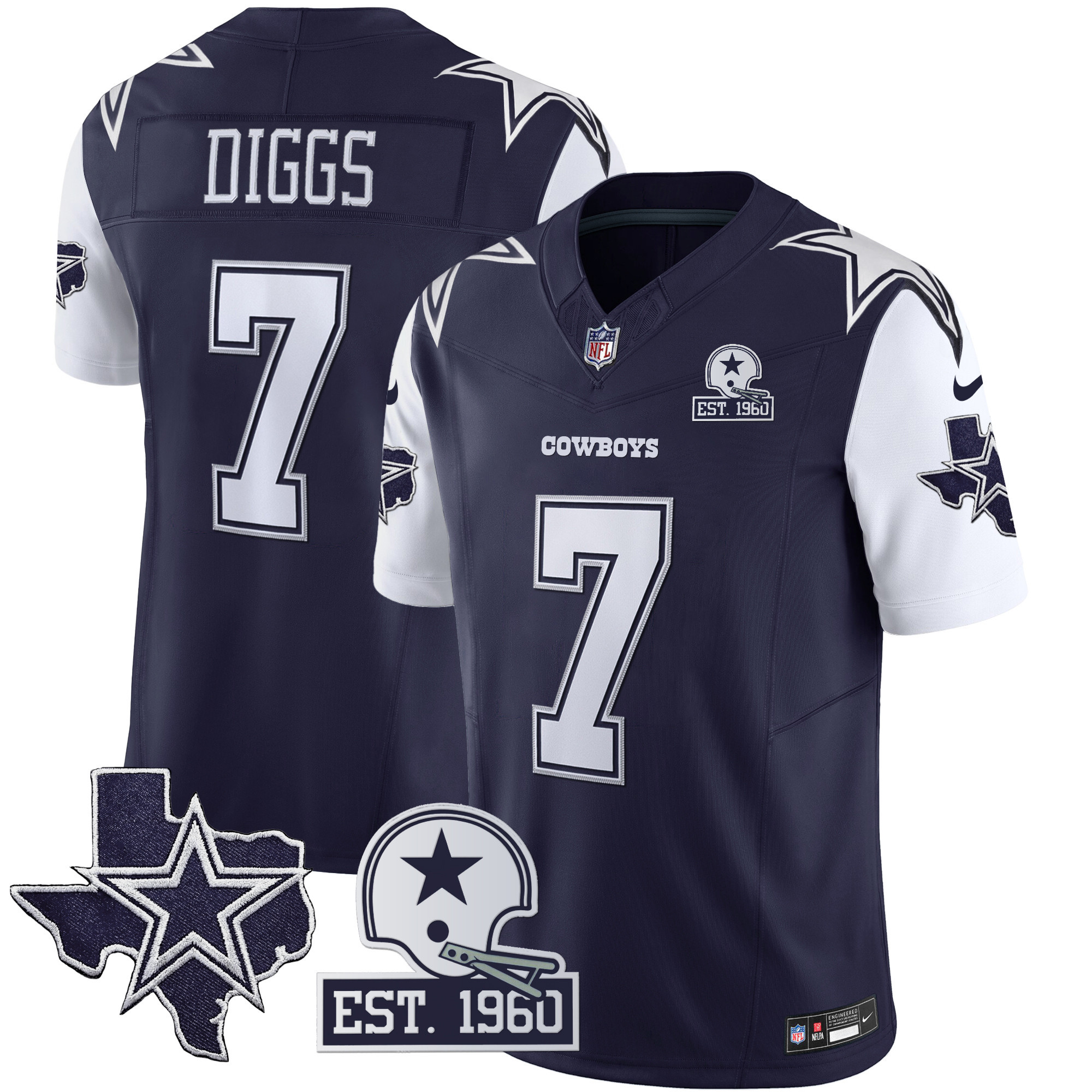 Men's Cowboys Throwback Texas Patch Vapor Limited Jersey - All Stitched - Image 15