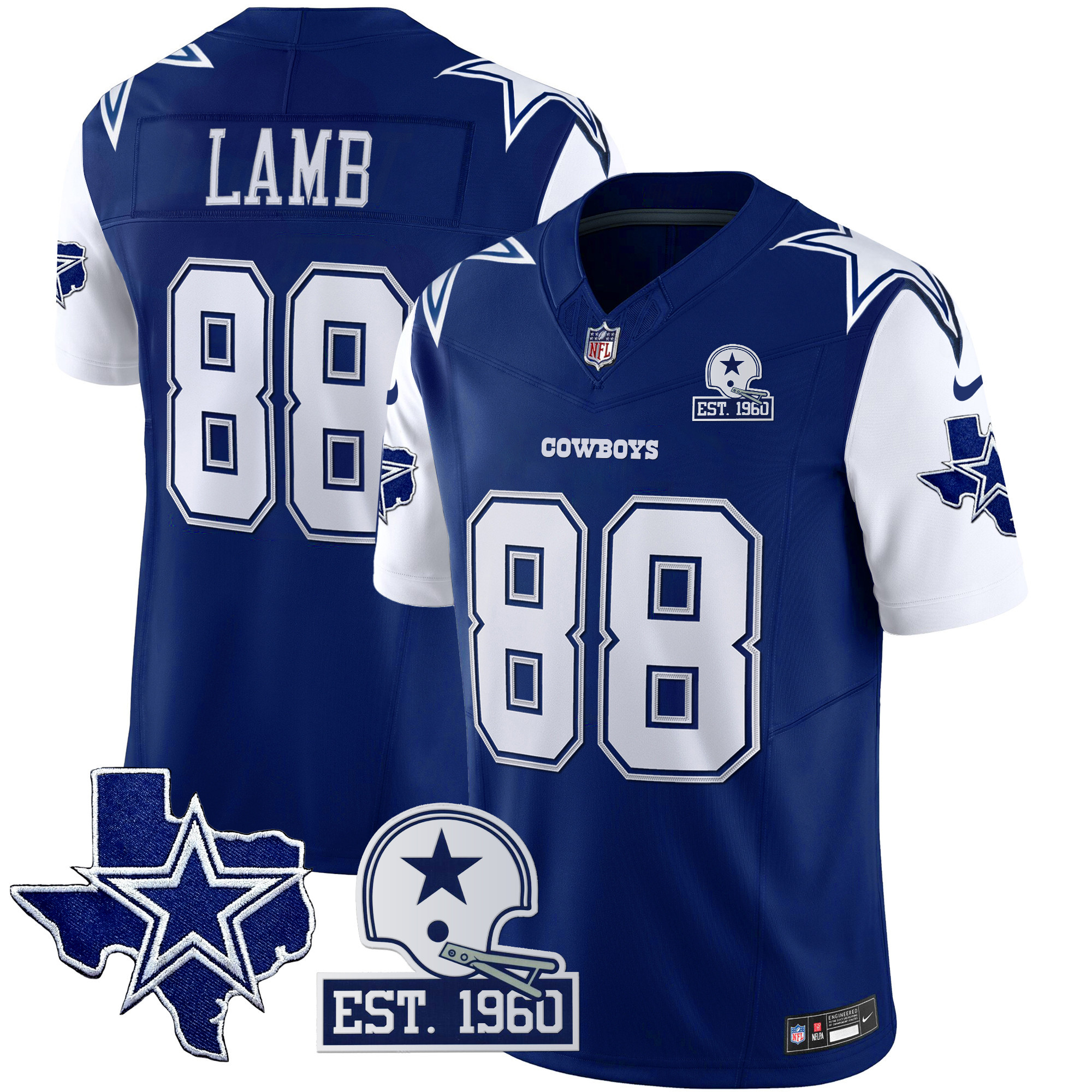Men's Cowboys Throwback Texas Patch Vapor Limited Jersey - All Stitched - Image 2