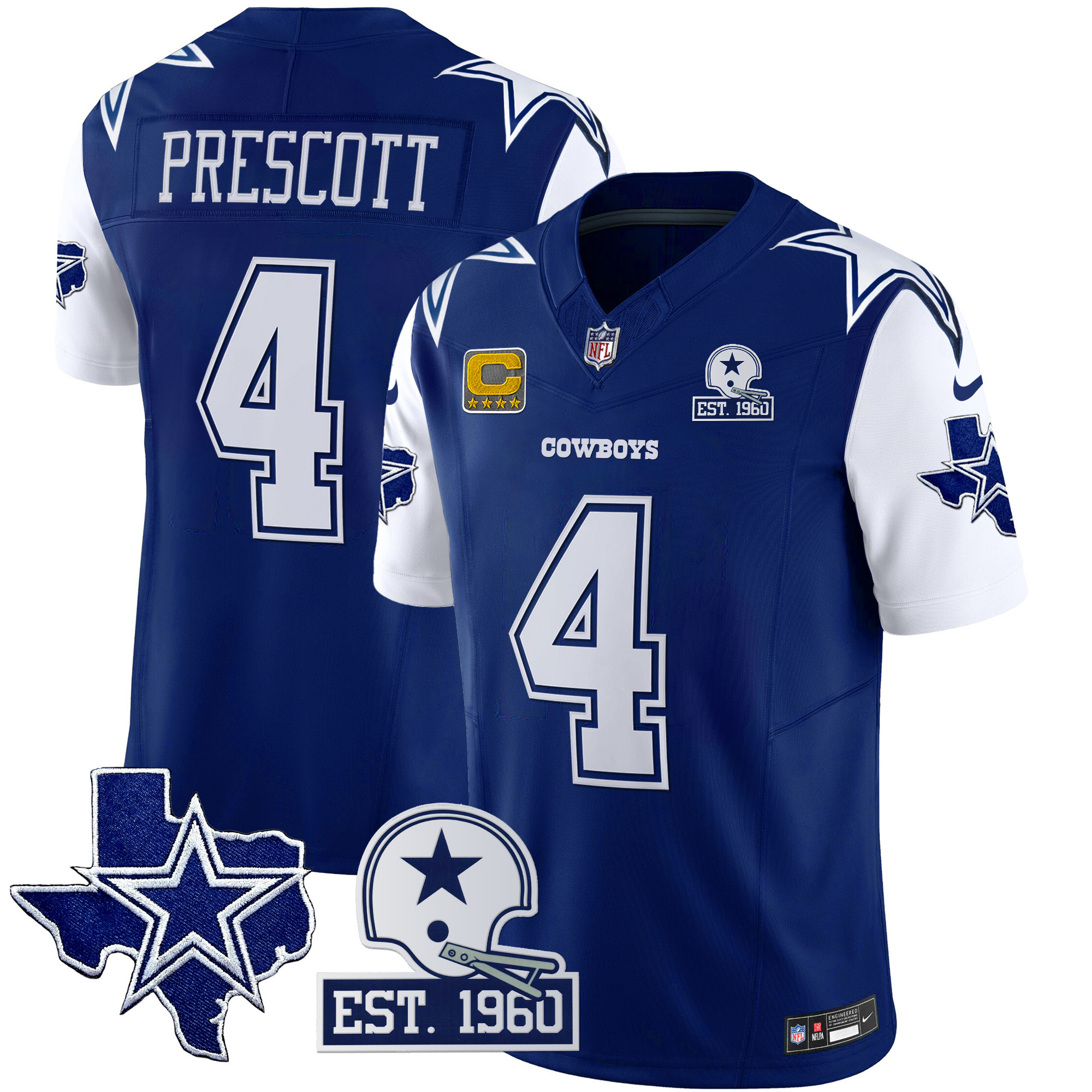 Men's Cowboys Throwback Texas Patch Vapor Limited Jersey - All Stitched