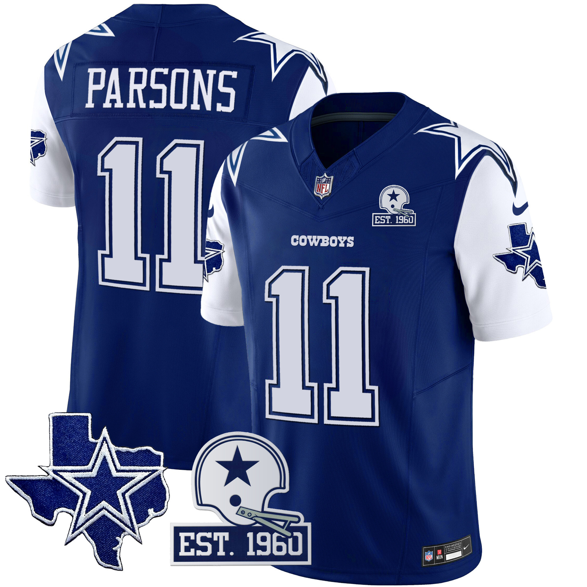 Men's Cowboys Throwback Texas Patch Vapor Limited Jersey - All Stitched - Image 6