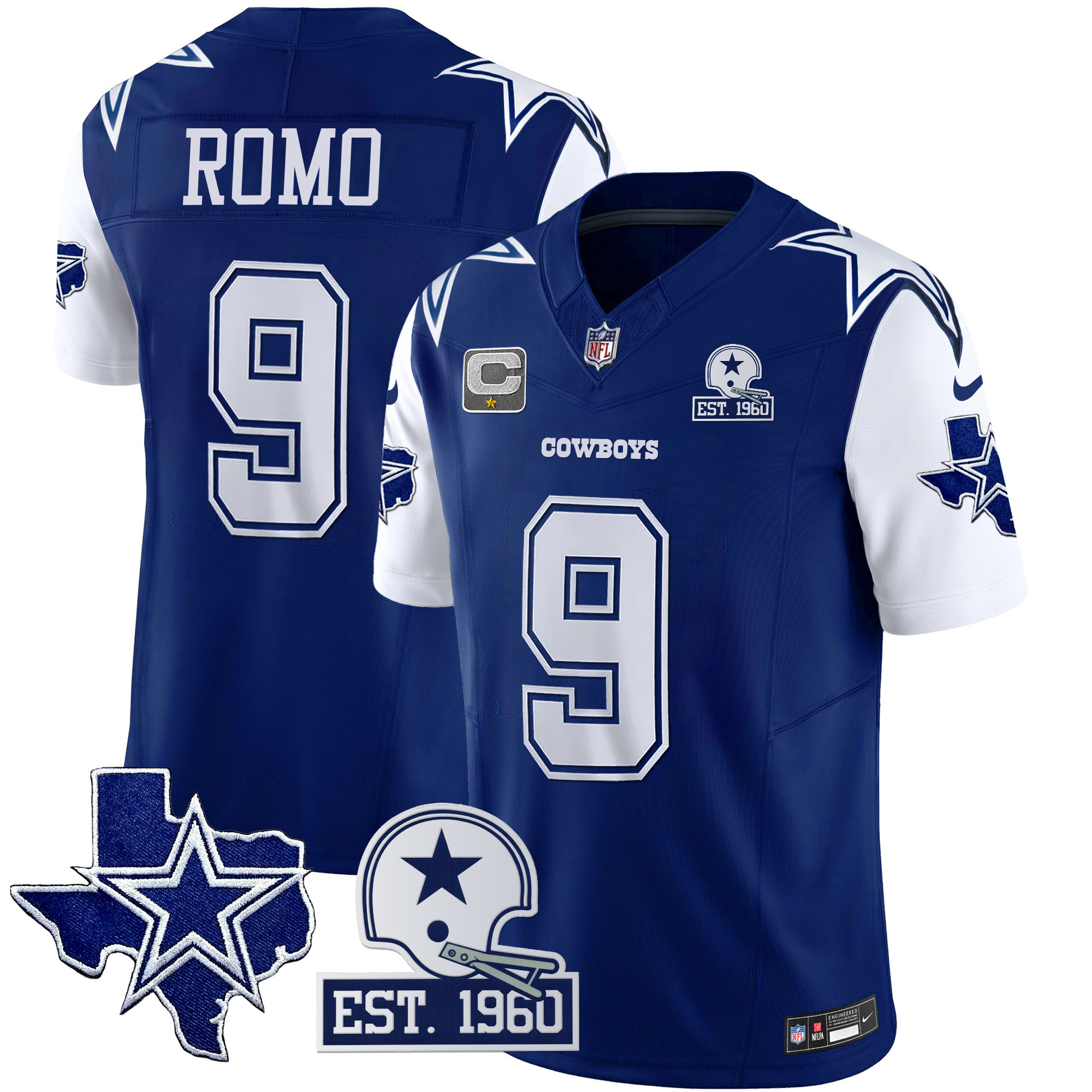 Men's Cowboys Throwback Texas Patch Vapor Limited Jersey - All Stitched - Image 4