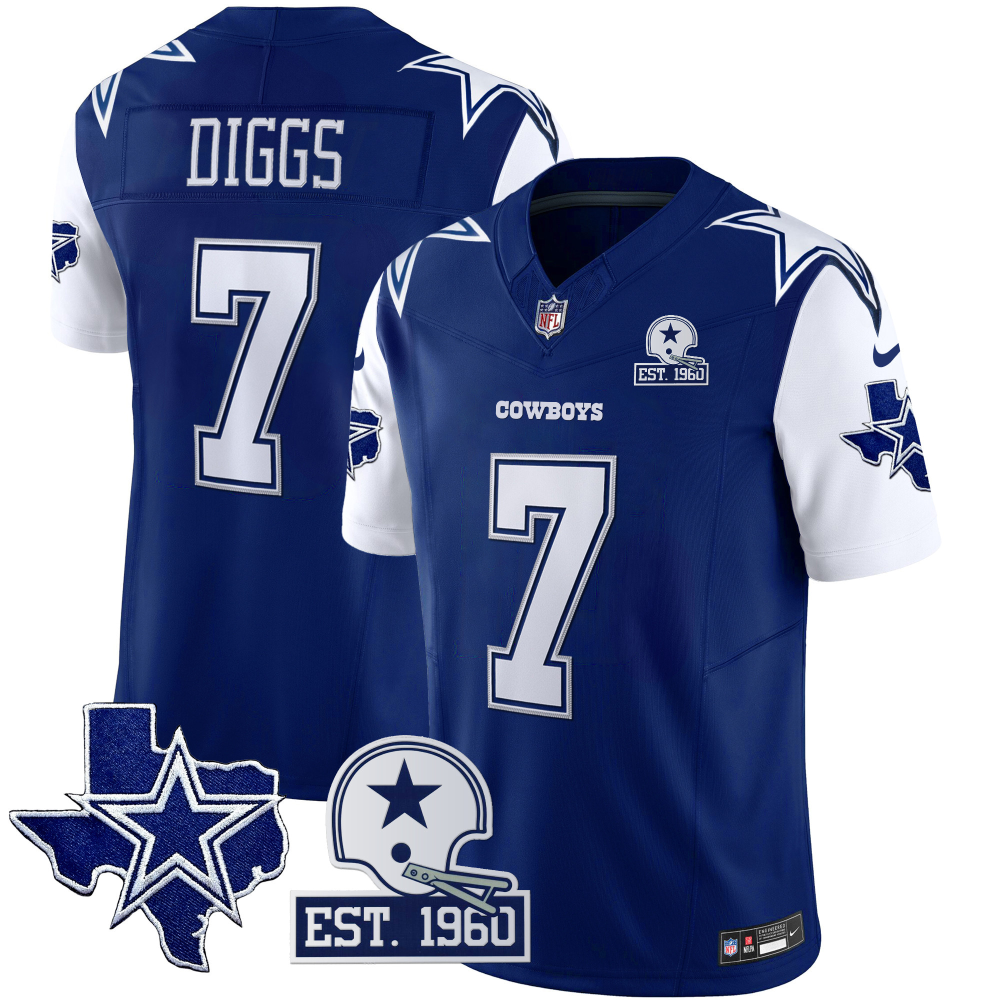 Men's Cowboys Throwback Texas Patch Vapor Limited Jersey - All Stitched - Image 3