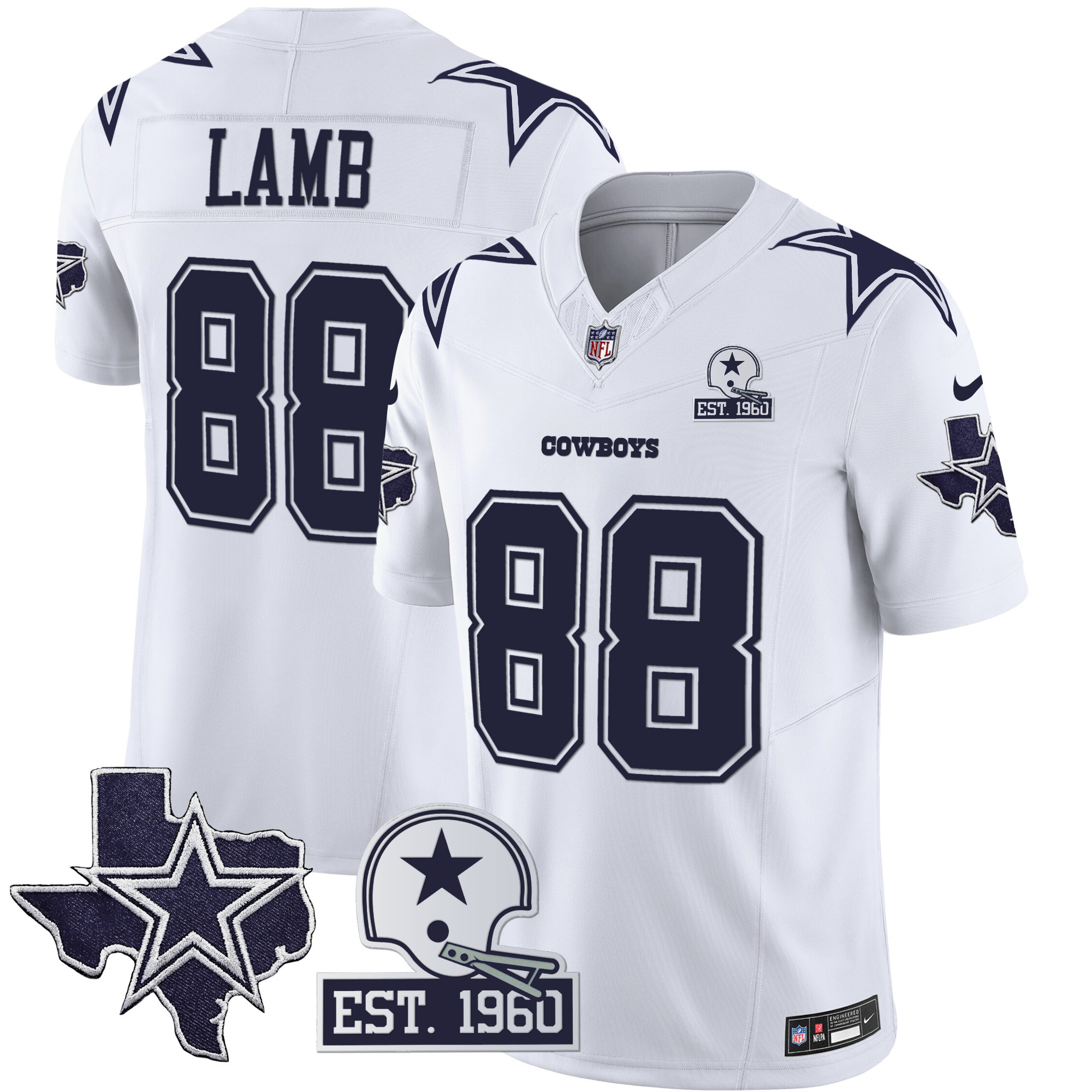 Men's Cowboys Throwback Texas Patch Vapor Limited Jersey - All Stitched - Image 20