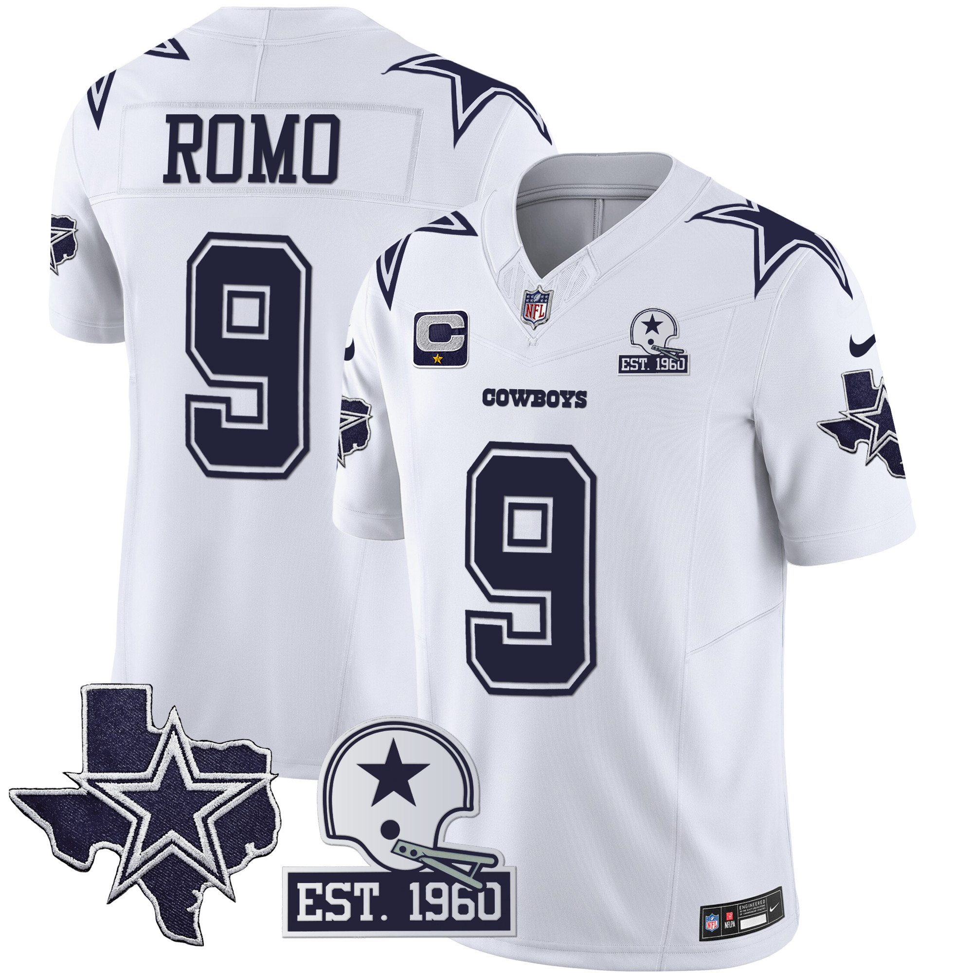 Men's Cowboys Throwback Texas Patch Vapor Limited Jersey - All Stitched - Image 22