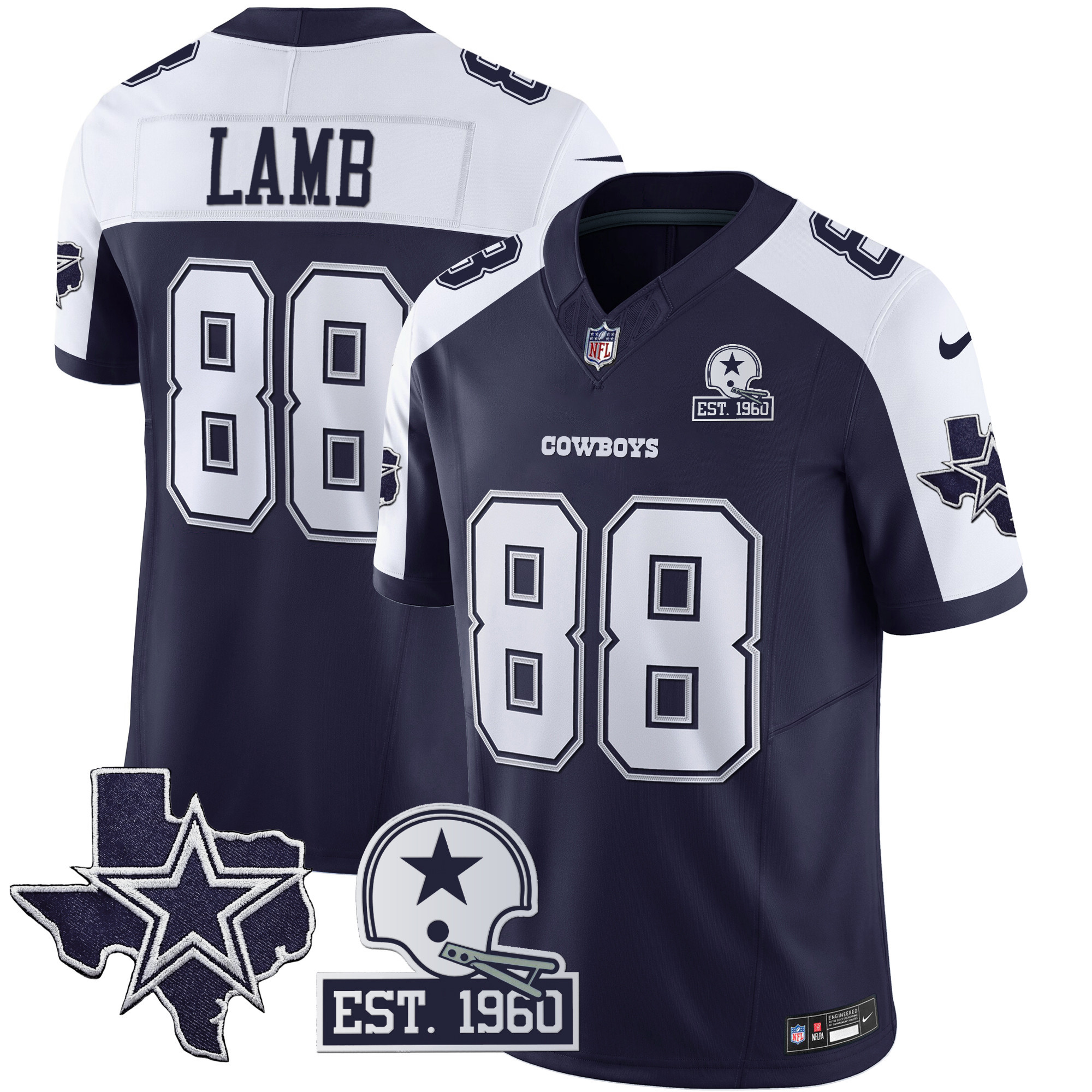 Men's Cowboys Throwback Texas Patch Vapor Limited Jersey - All Stitched - Image 8