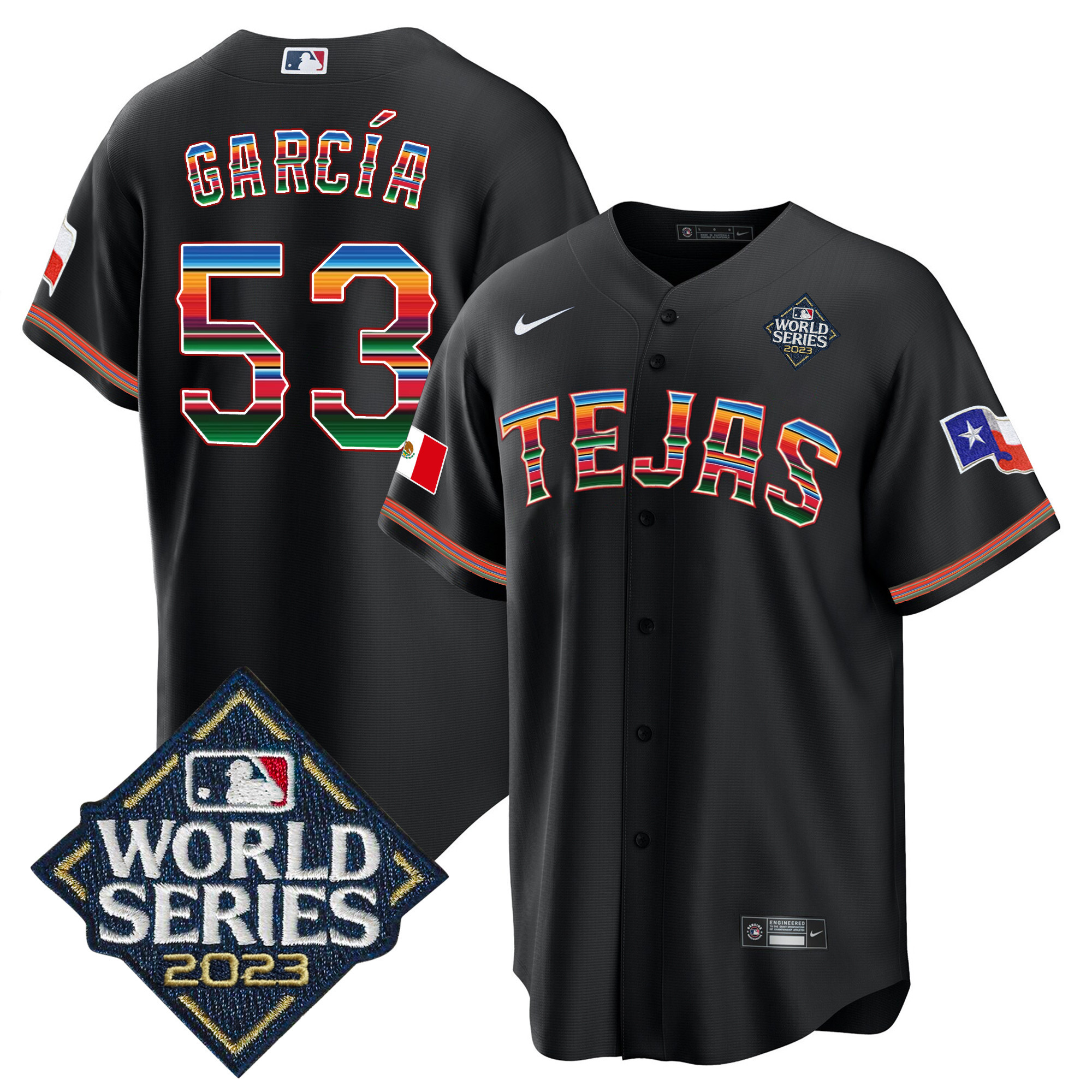 Men's Texas Rangers 2023 World Series Mexico Jersey - All Stitched - Image 3
