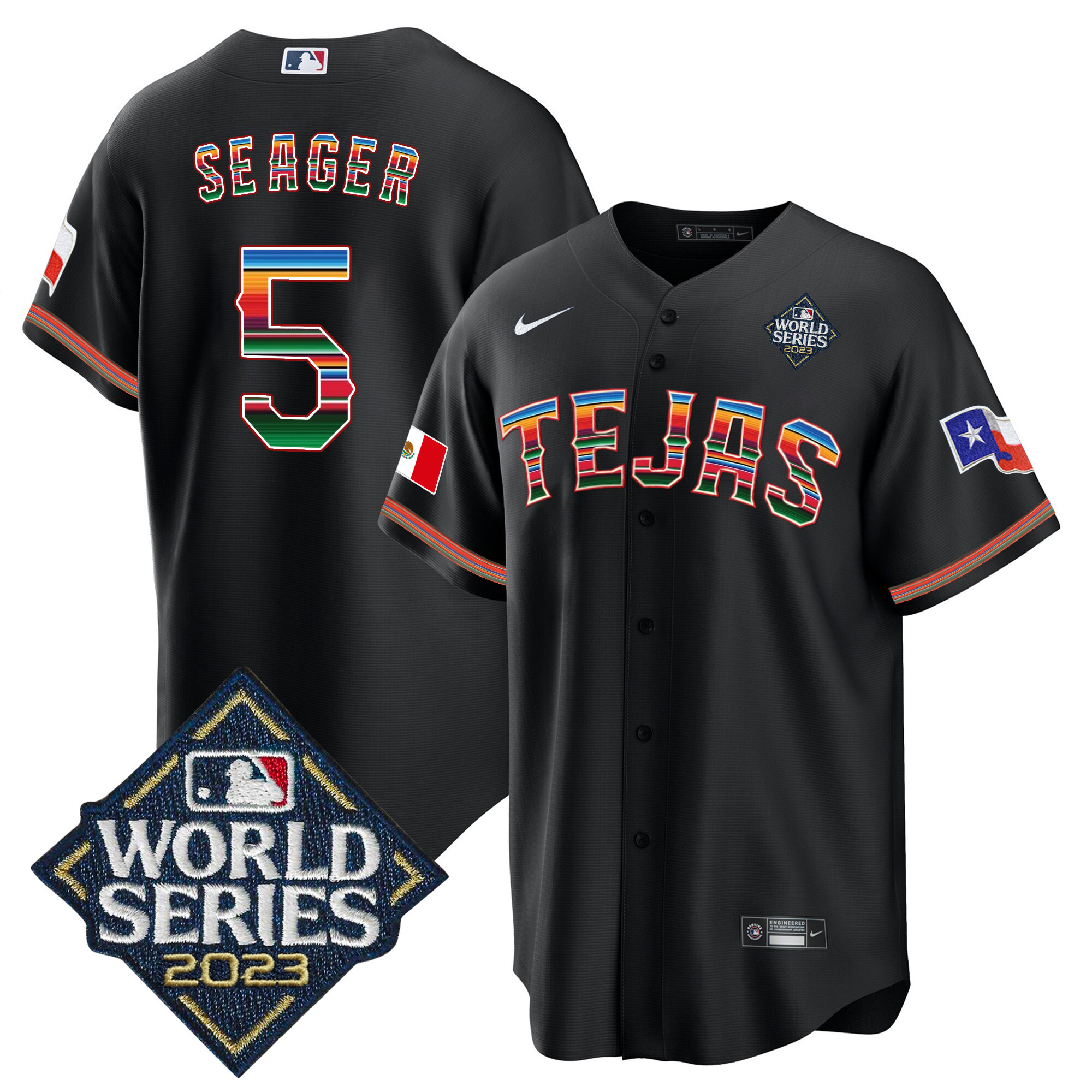 Men's Texas Rangers 2023 World Series Mexico Jersey - All Stitched - Image 4