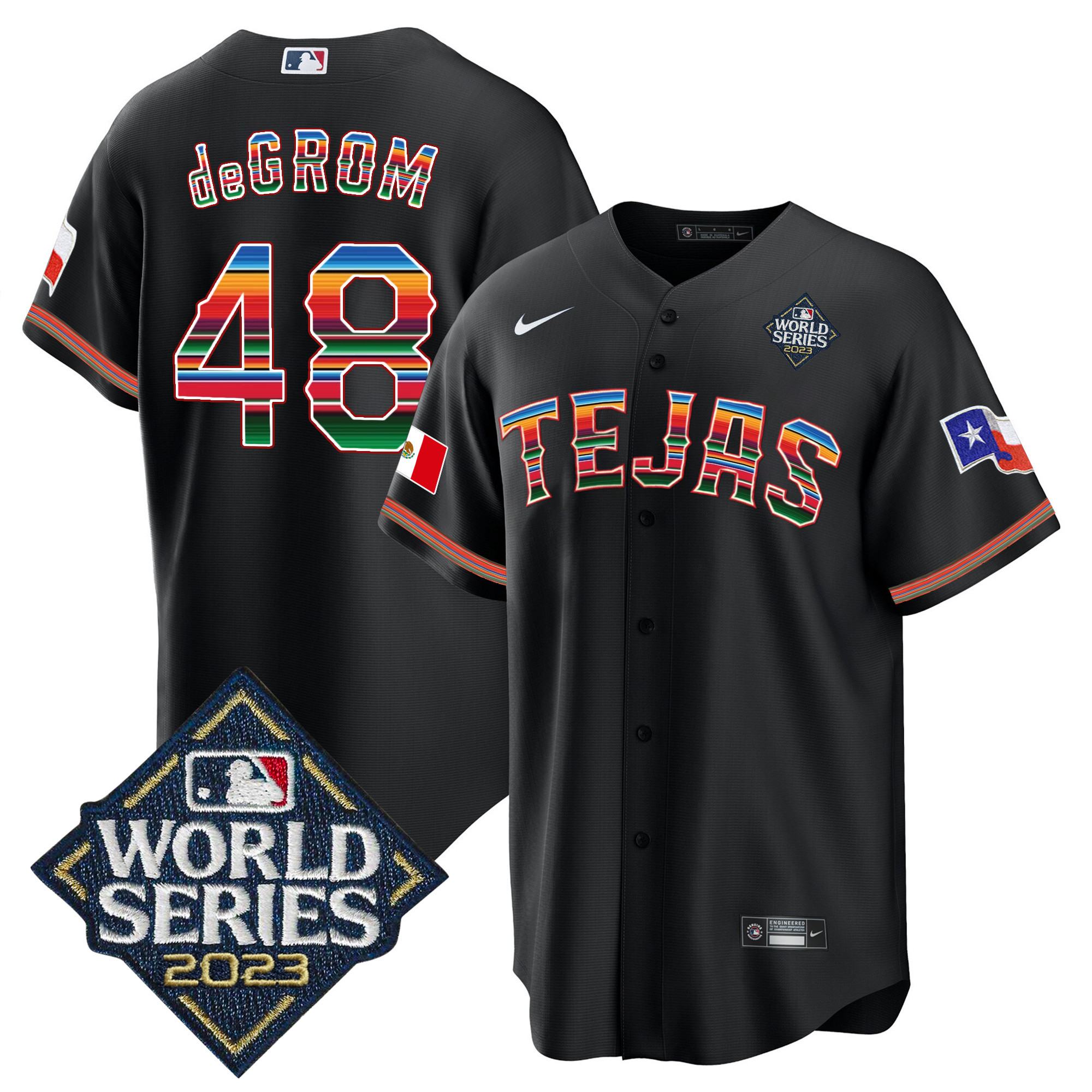 Men's Texas Rangers 2023 World Series Mexico Jersey - All Stitched - Image 2