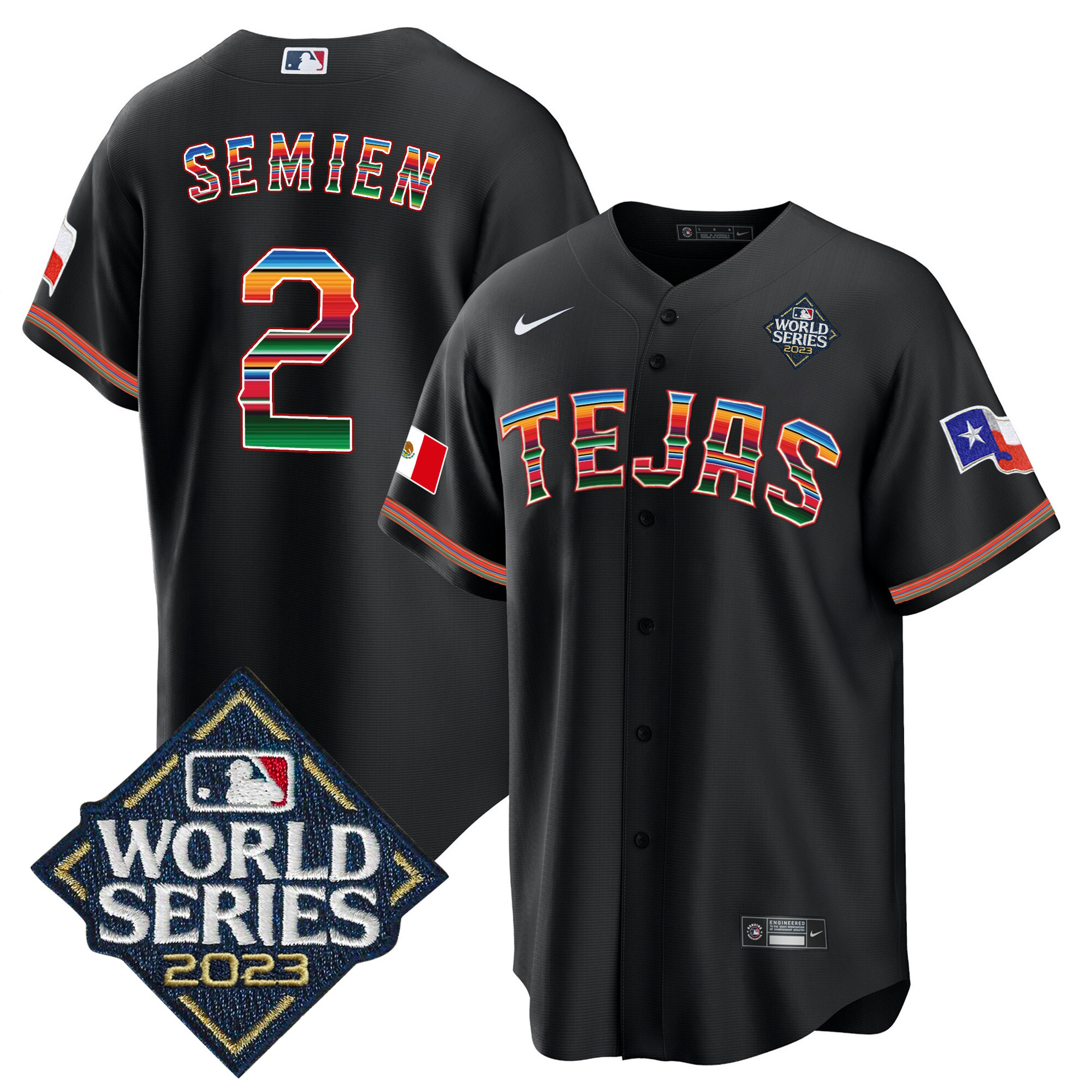 Men's Texas Rangers 2023 World Series Mexico Jersey - All Stitched - Image 5
