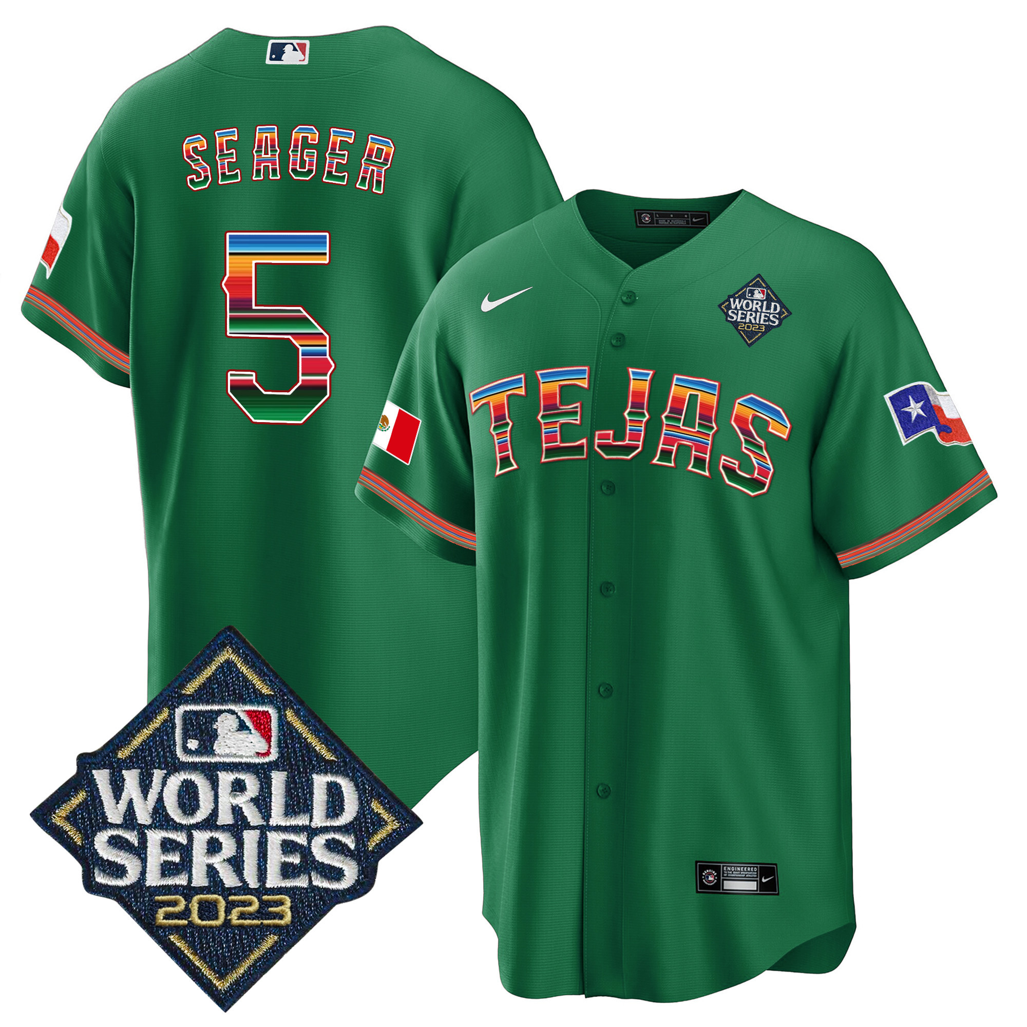 Men's Texas Rangers 2023 World Series Mexico Jersey - All Stitched - Image 25