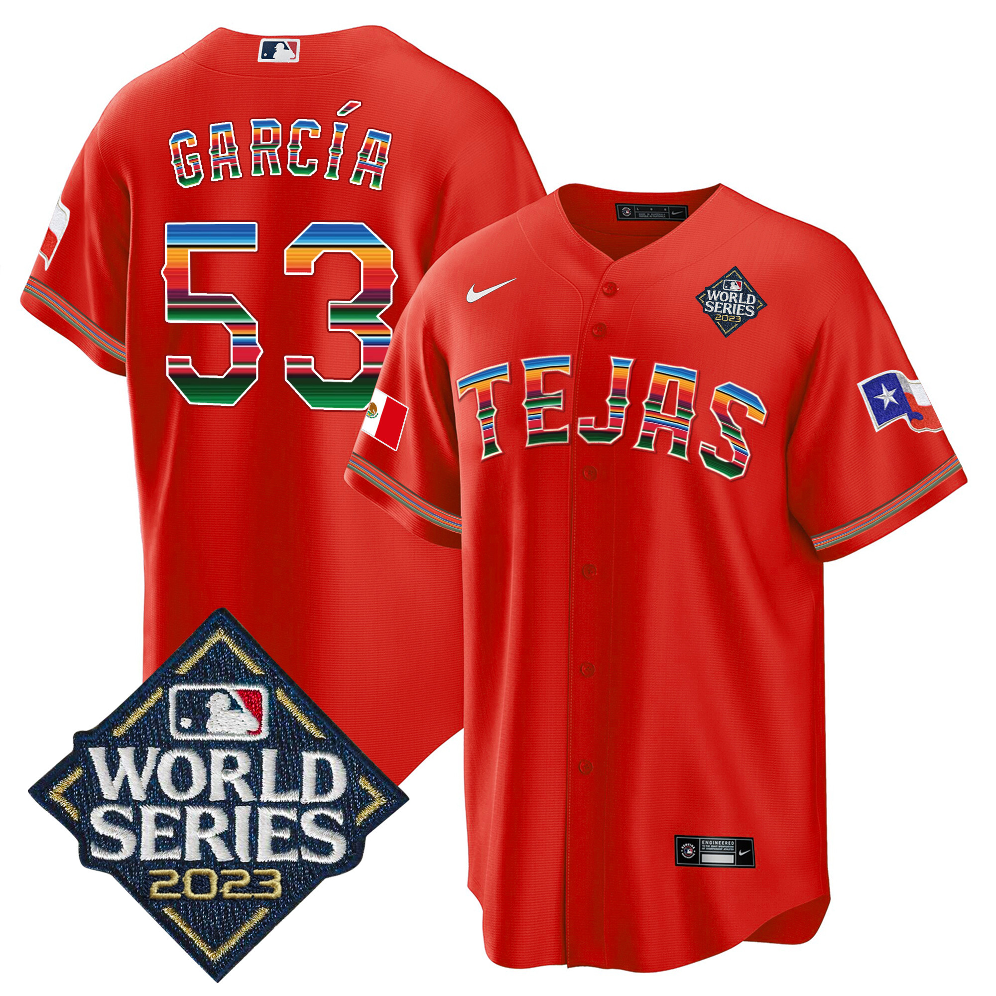 Men's Texas Rangers 2023 World Series Mexico Jersey - All Stitched - Image 10