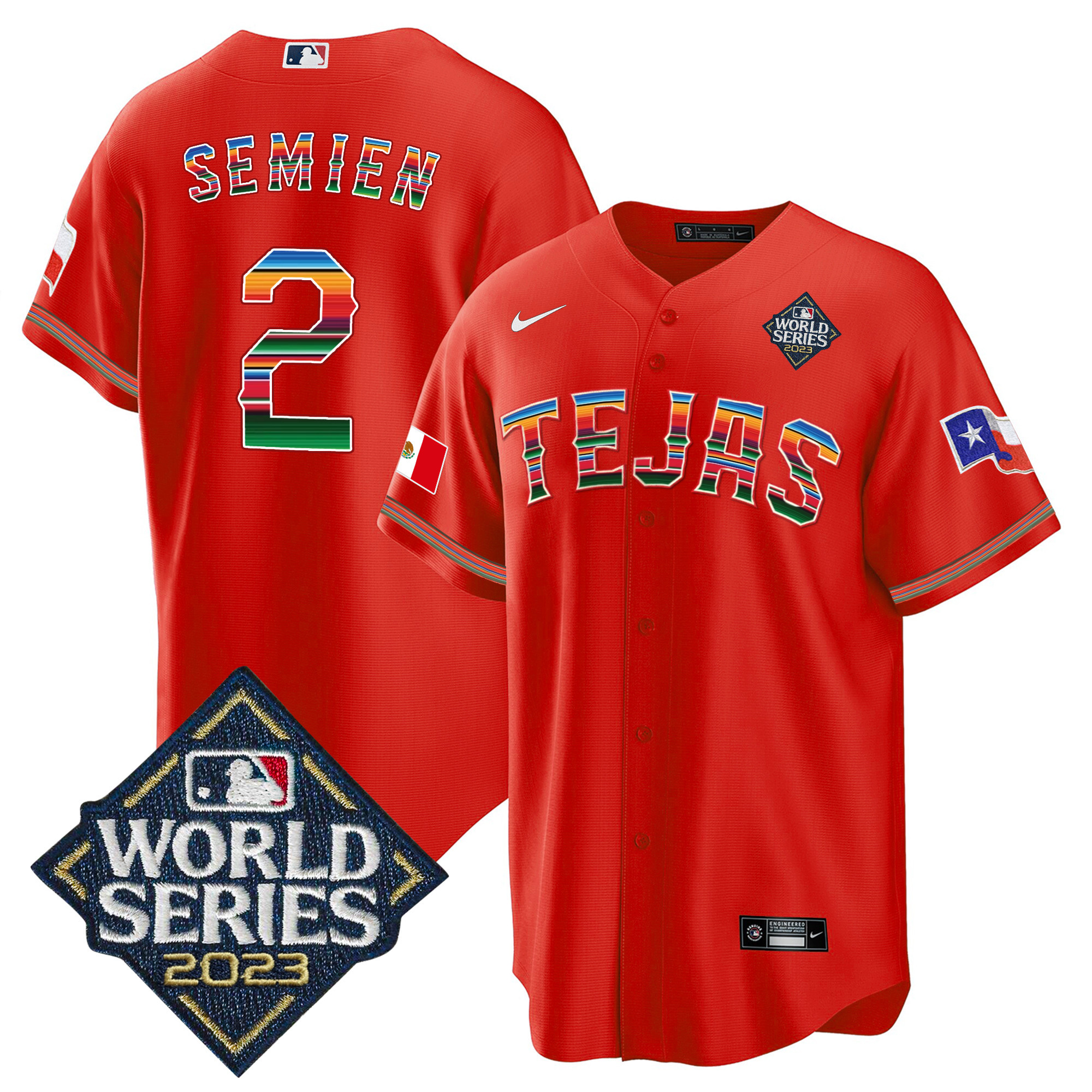 Men's Texas Rangers 2023 World Series Mexico Jersey - All Stitched - Image 12