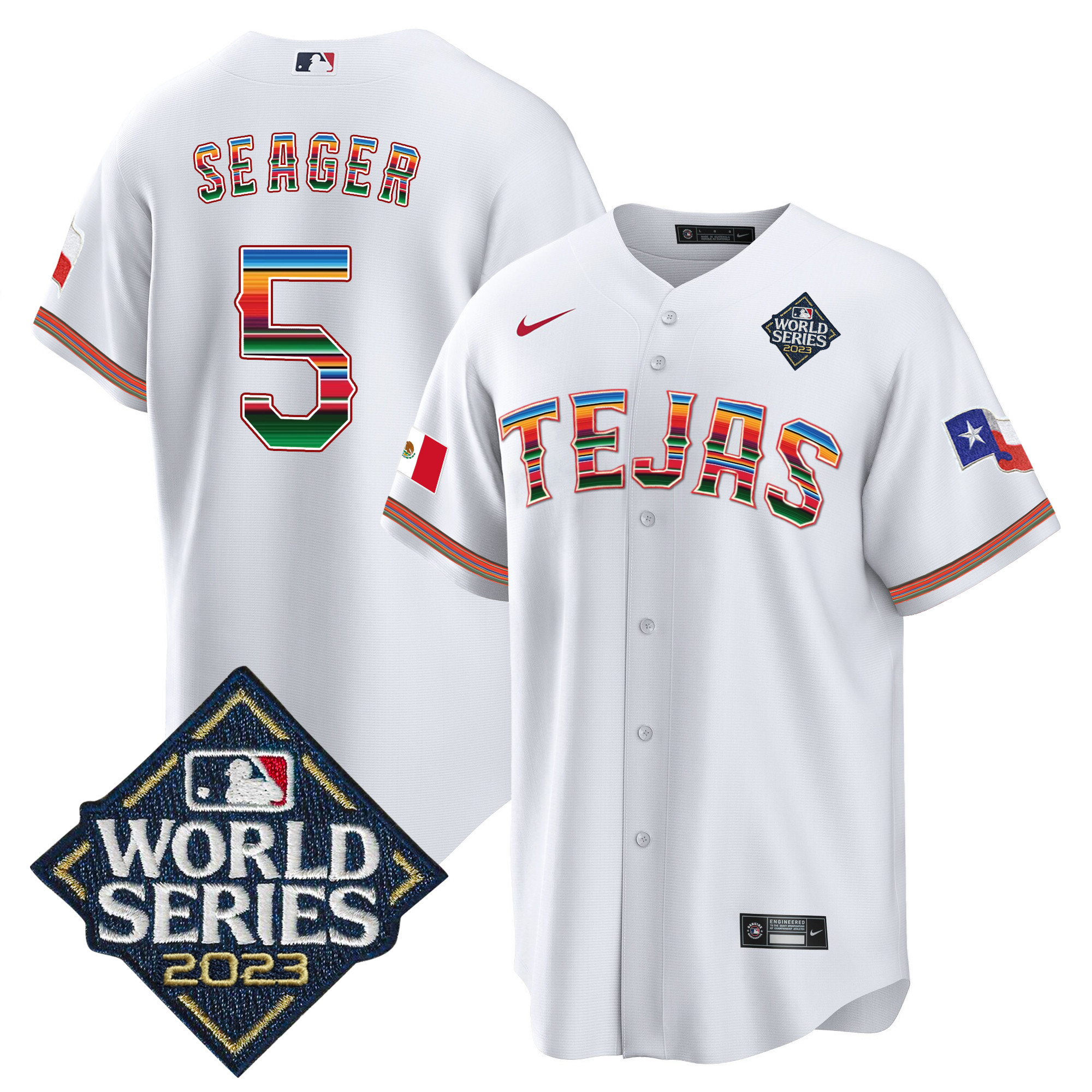 Men's Texas Rangers 2023 World Series Mexico Jersey - All Stitched - Image 18