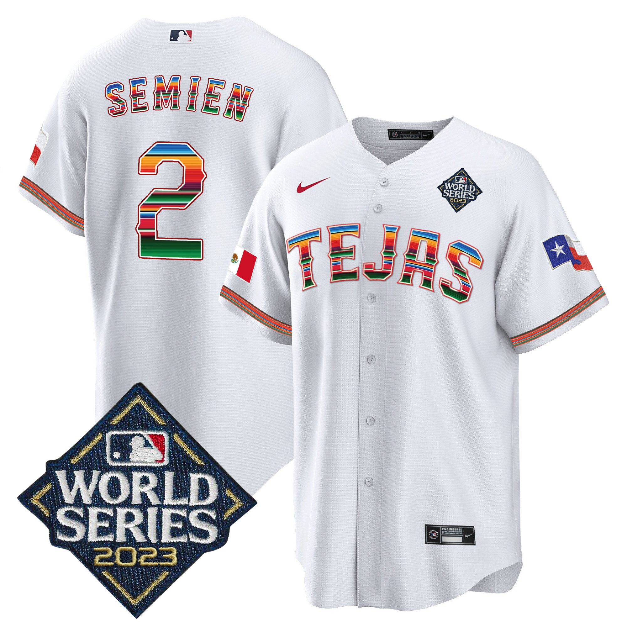 Men's Texas Rangers 2023 World Series Mexico Jersey - All Stitched - Image 19