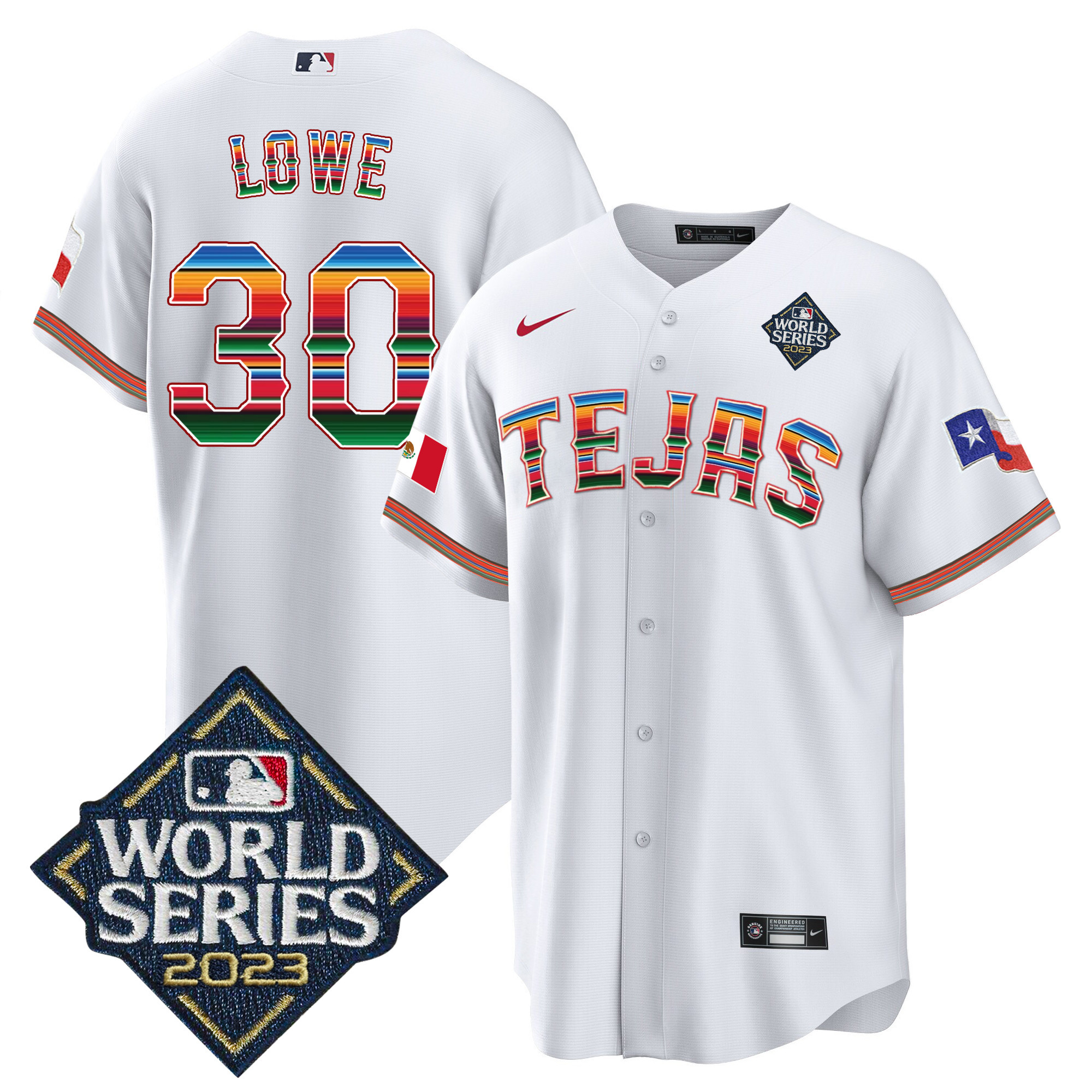 Men's Texas Rangers 2023 World Series Mexico Jersey - All Stitched - Image 20