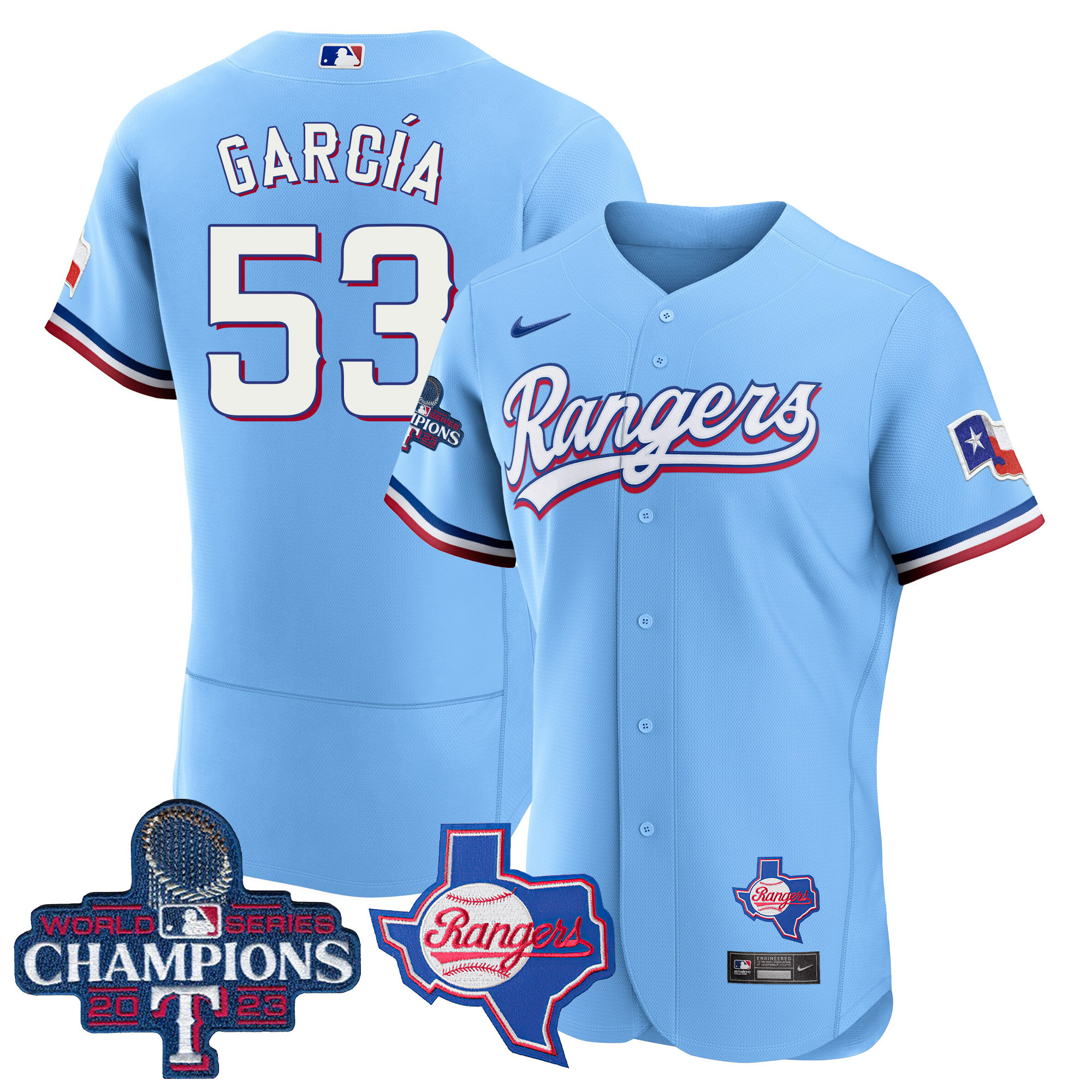 Men's Texas Rangers 2023 World Series Champions Flex Base Jersey V2 - All Stitched - Image 40
