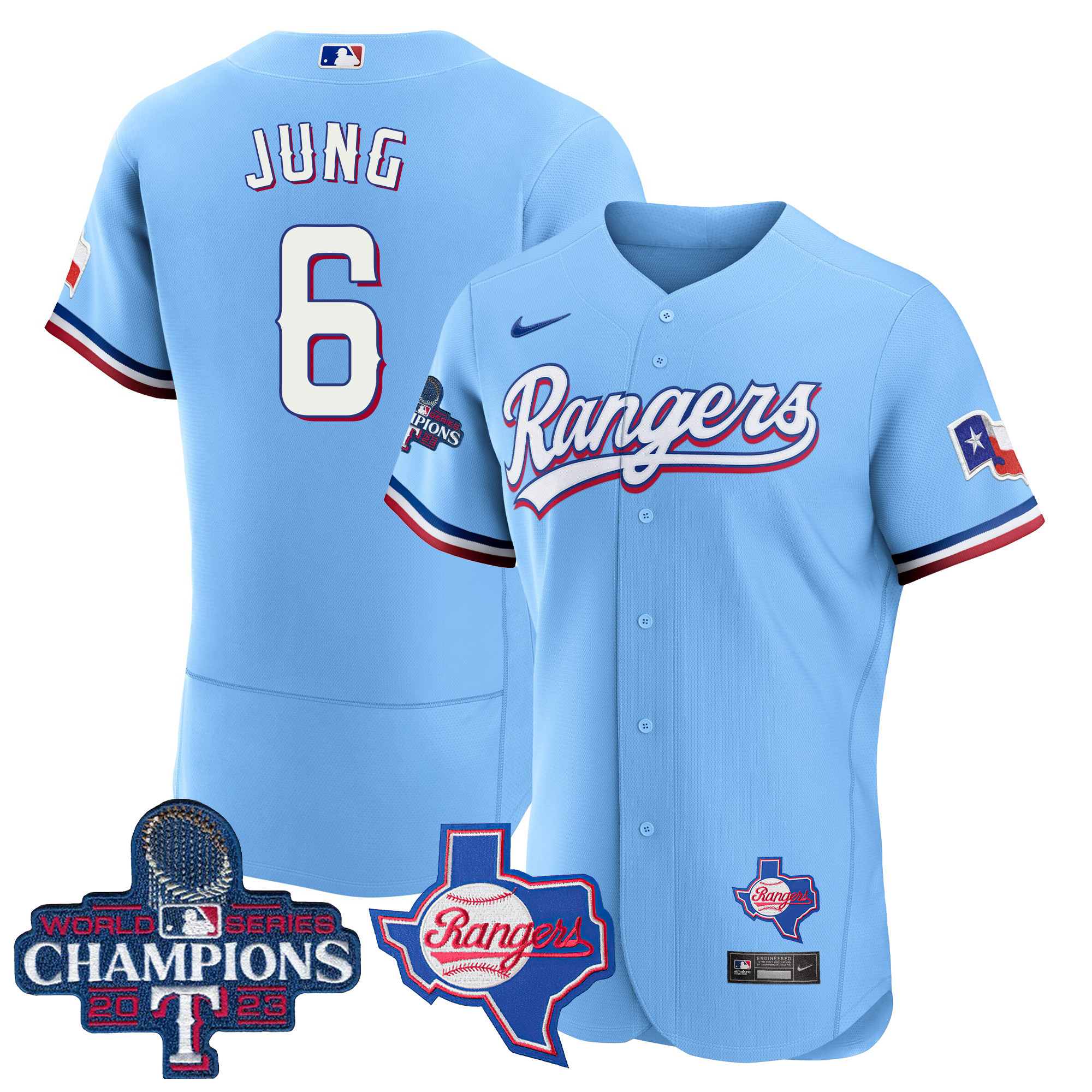 Men's Texas Rangers 2023 World Series Champions Flex Base Jersey V2 - All Stitched - Image 41