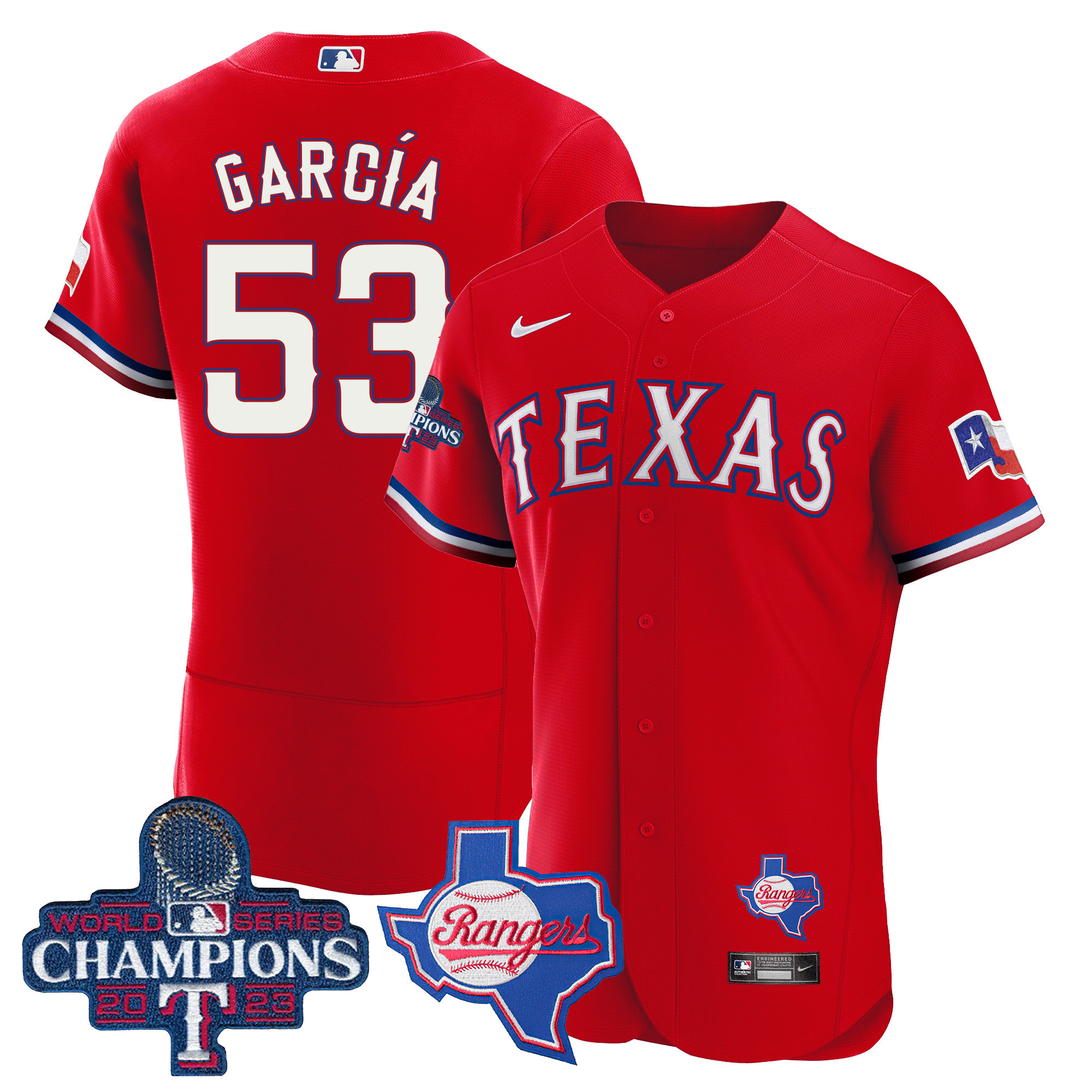 Men's Texas Rangers 2023 World Series Champions Flex Base Jersey V2 - All Stitched - Image 31