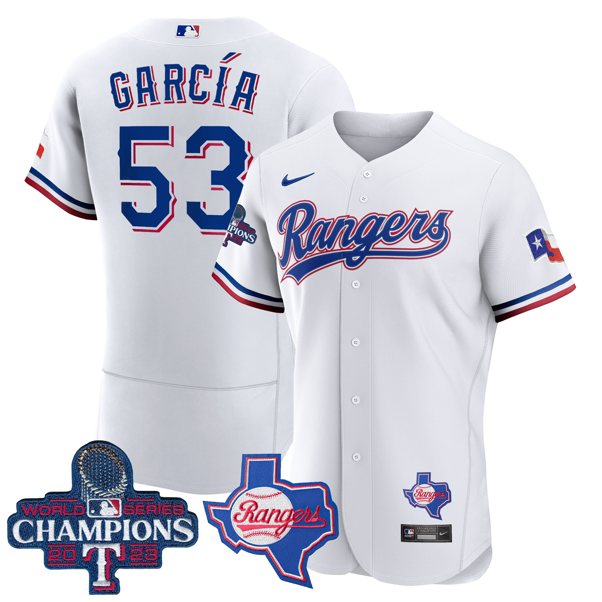 Men's Texas Rangers 2023 World Series Champions Flex Base Jersey V2 - All Stitched - Image 22