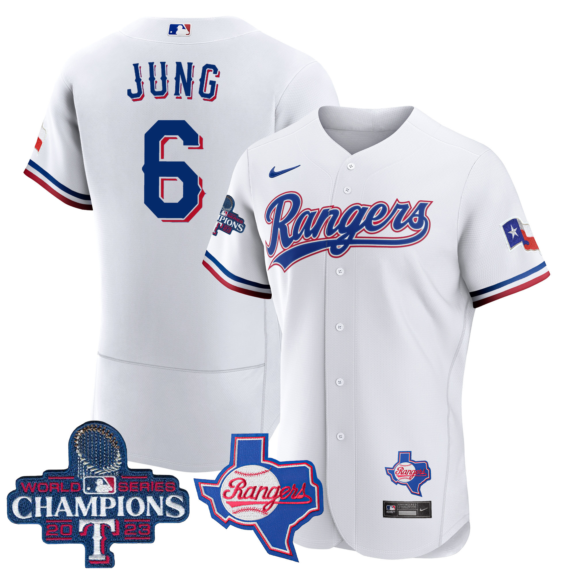 Men's Texas Rangers 2023 World Series Champions Flex Base Jersey V2 - All Stitched - Image 23