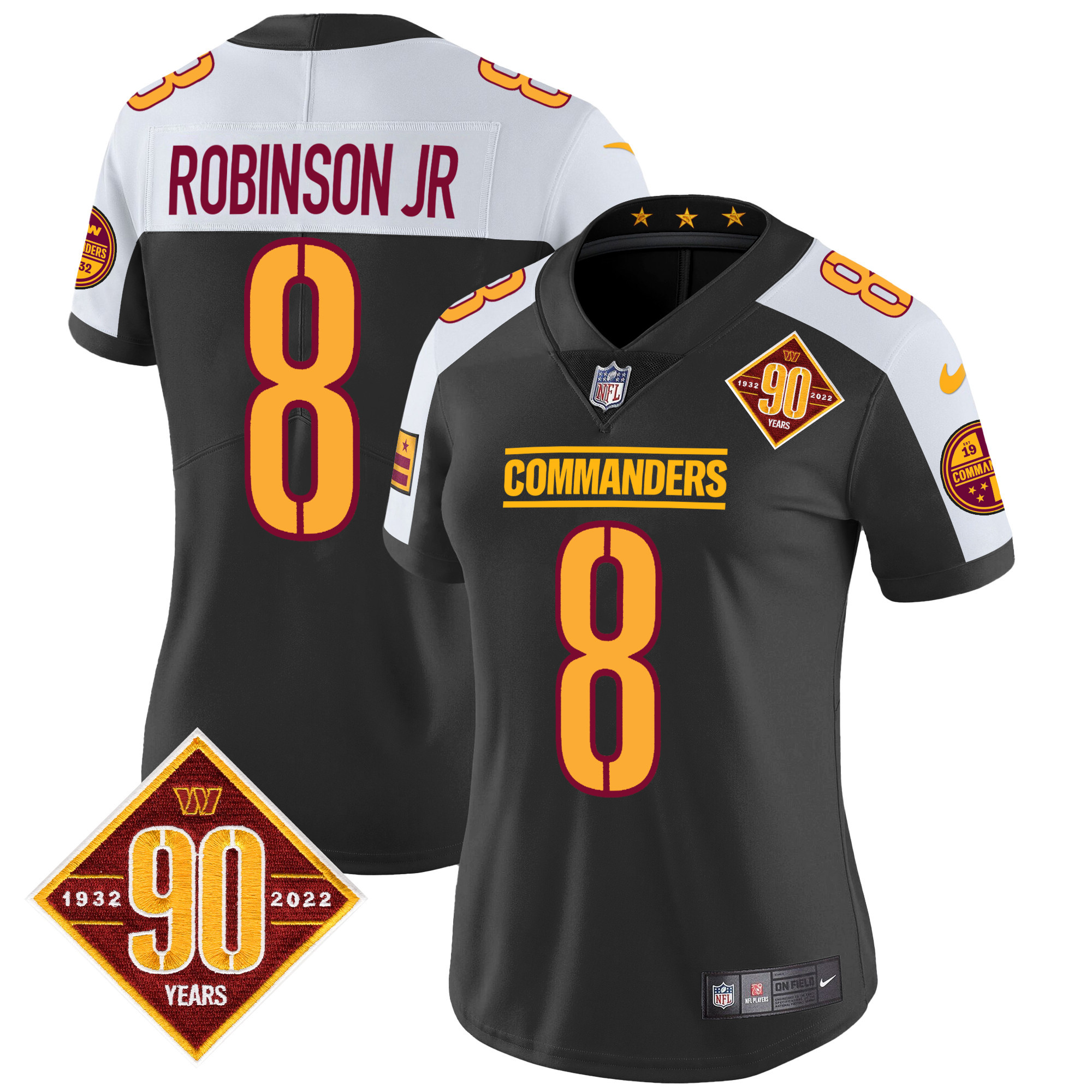 Women's Washington Commanders 90th Anniversary Patch Vapor Jersey - All Stitched - Image 7